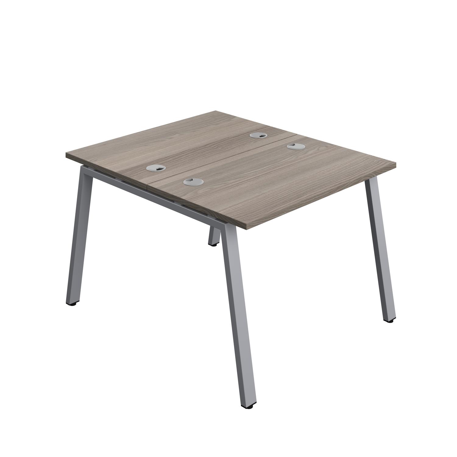 Synergy Bench with Cable Ports: 2 Person : A-Frame Leg : 1000 600 Grey Oak/Silver