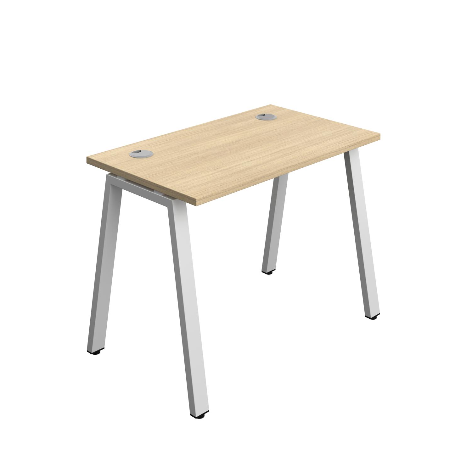 Synergy Bench with Cable Ports: 1 Person : A-Frame Leg : 1000 600 Nova Oak/Silver