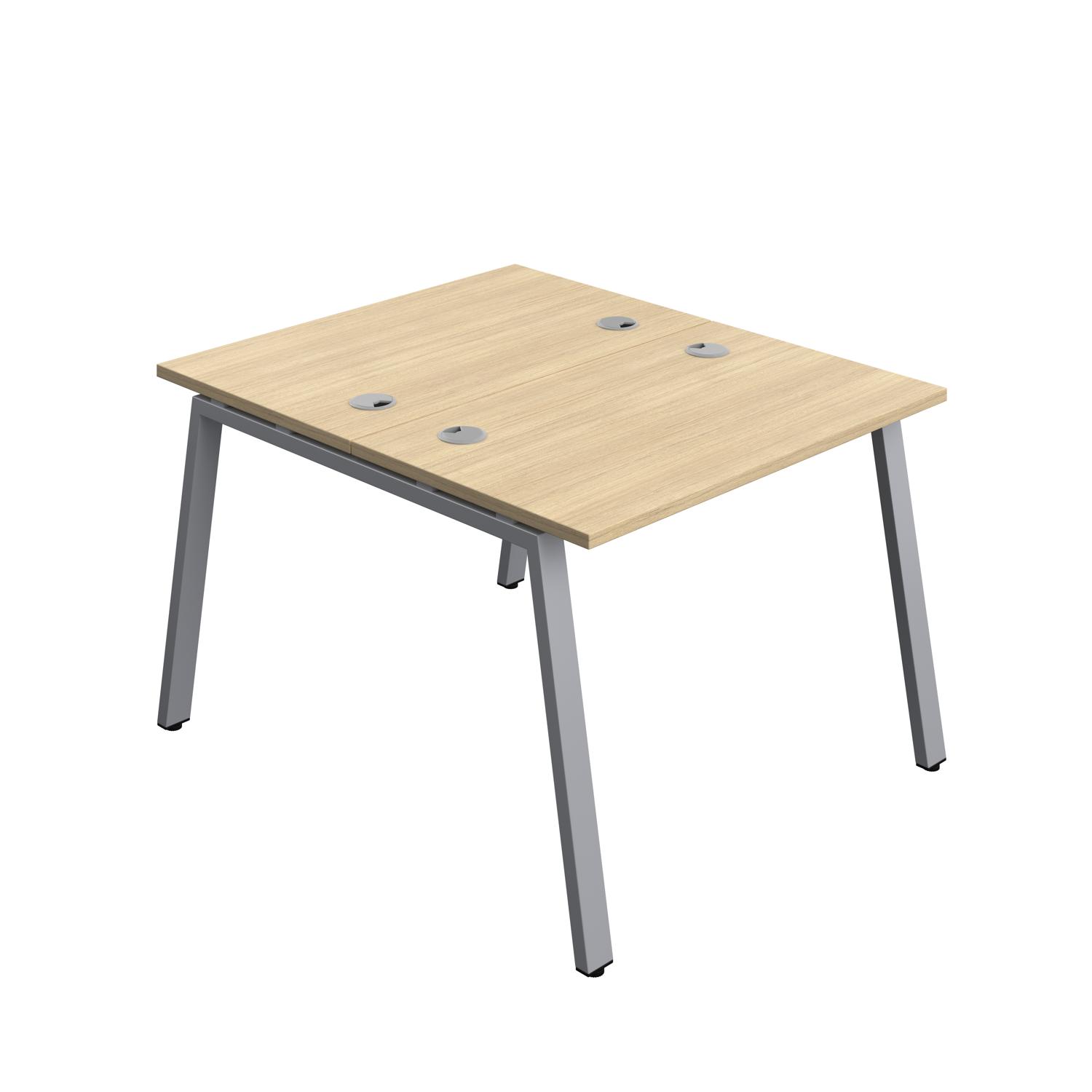 Synergy Bench with Cable Ports: 2 Person : A-Frame Leg : 1000 600 Nova Oak/Silver