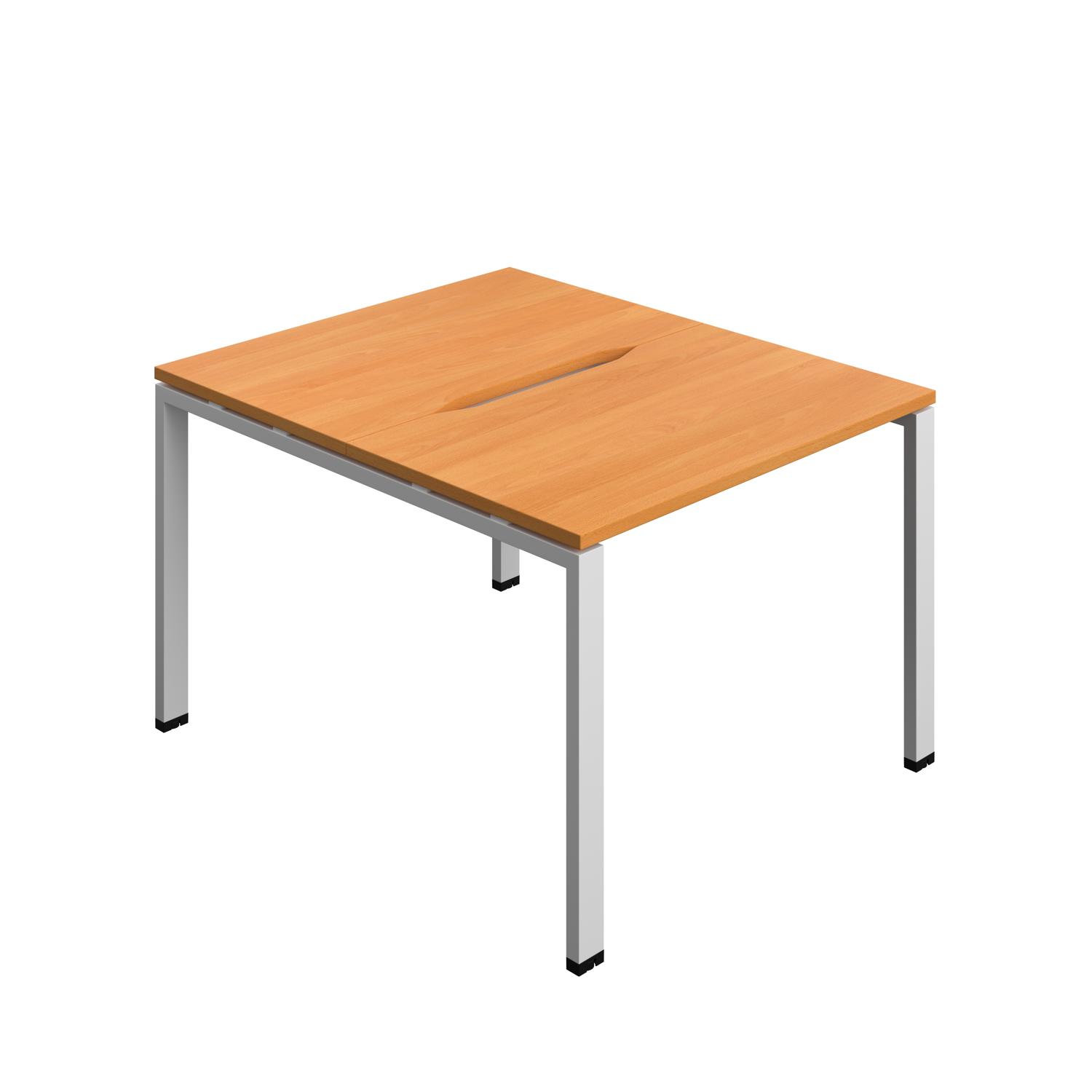 Synergy Bench with Cut Out: 2 Person : Goal Post Leg : 1000 700 Beech/Silver