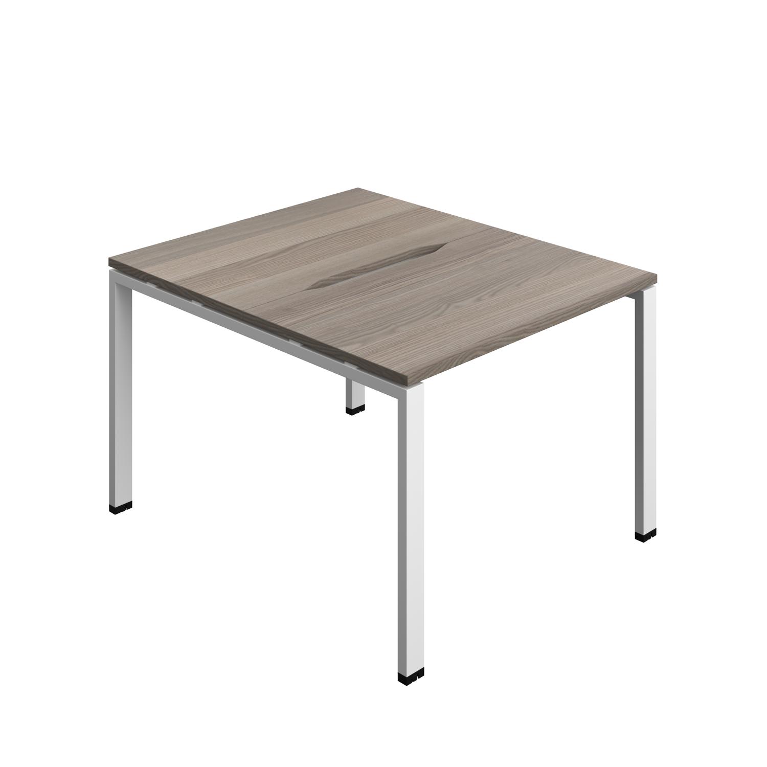 Synergy Bench with Cut Out: 2 Person : Goal Post Leg : 1000 700 Grey Oak/White