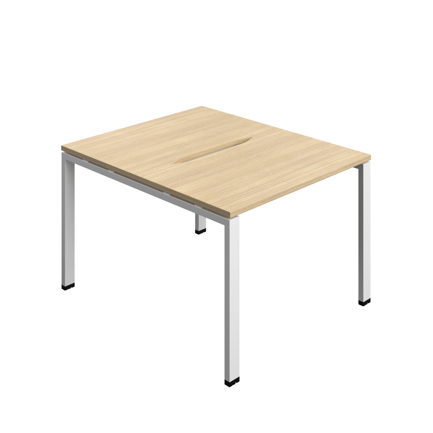 Synergy Bench with Cut Out: 2 Person : Goal Post Leg : 1000 700 Nova Oak/White