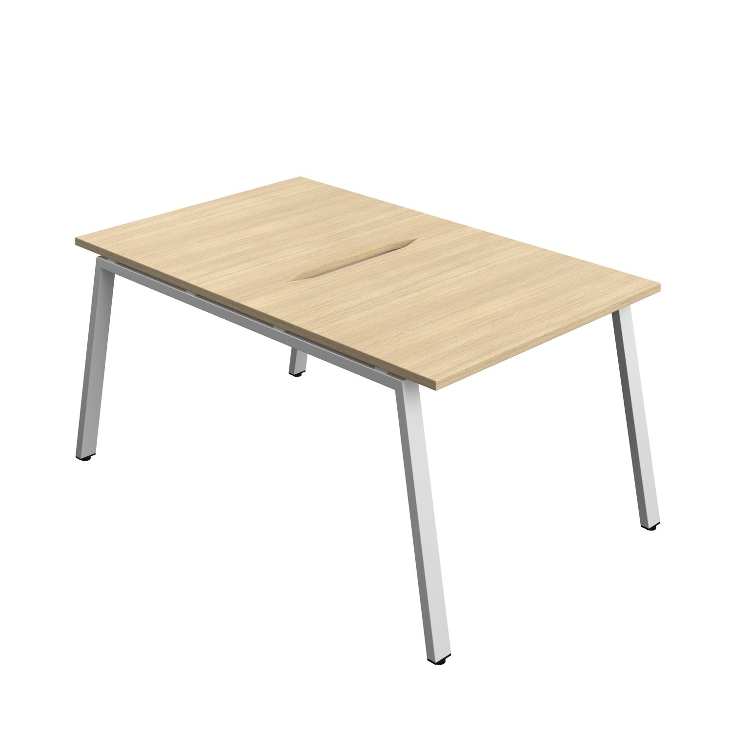 Synergy Bench with Cut Out: 2 Person : A-Frame Leg : 1000 800 Nova Oak/Silver
