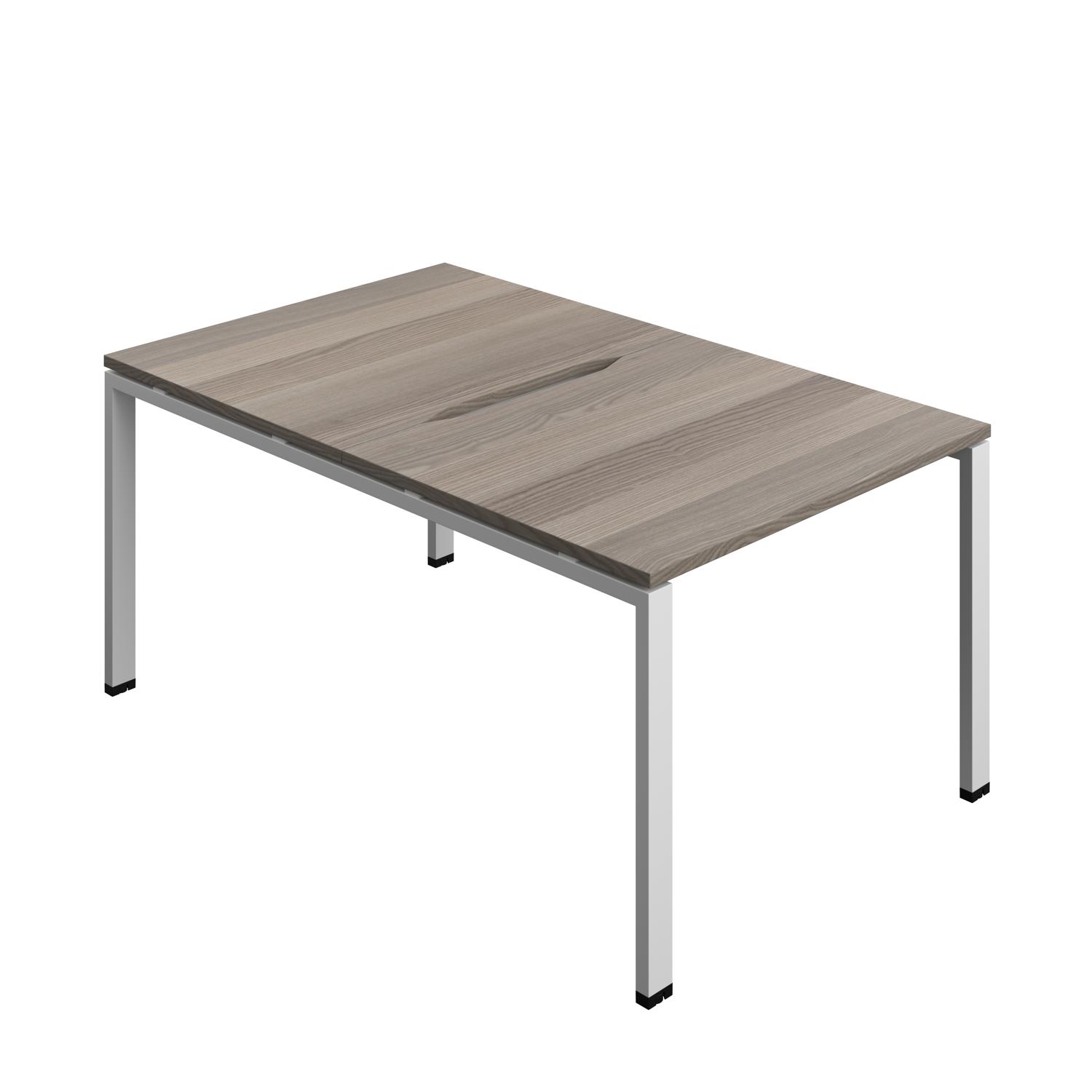 Synergy Bench with Cut Out: 2 Person : Goal Post Leg : 1000 800 Grey Oak/Silver