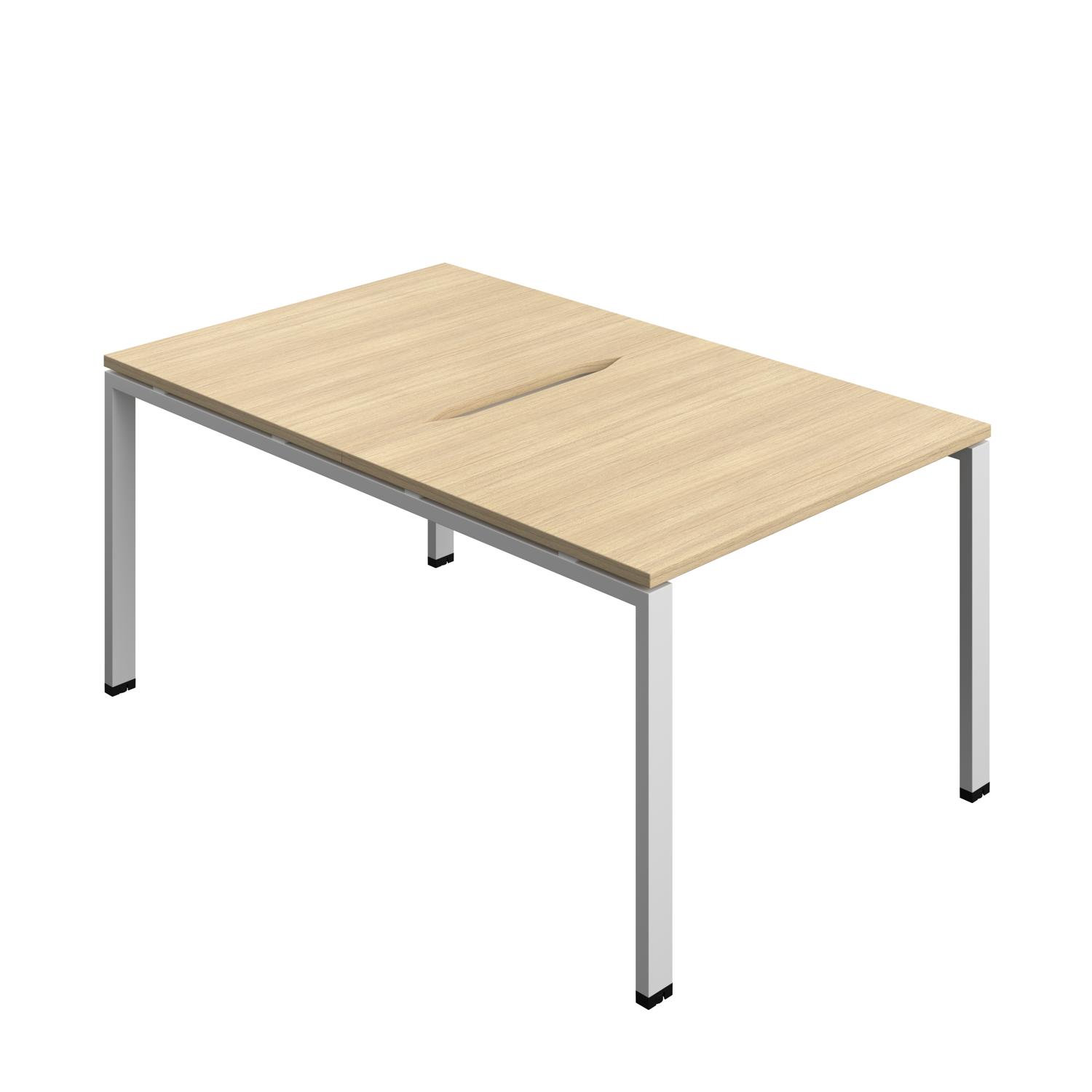 Synergy Bench with Cut Out: 2 Person : Goal Post Leg : 1000 800 Nova Oak/Silver