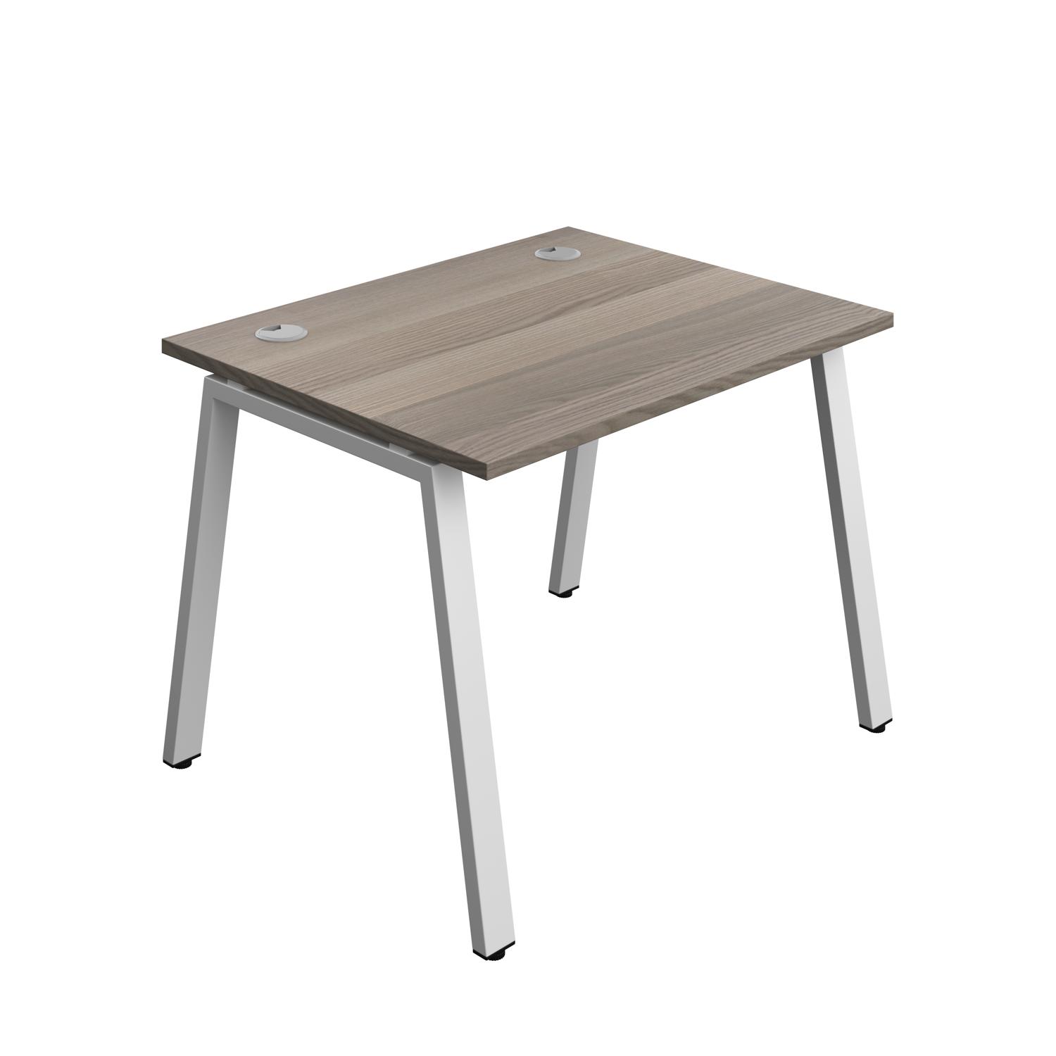 Synergy Bench with Cable Ports: 1 Person : A-Frame Leg : 1000 800 Grey Oak/Silver