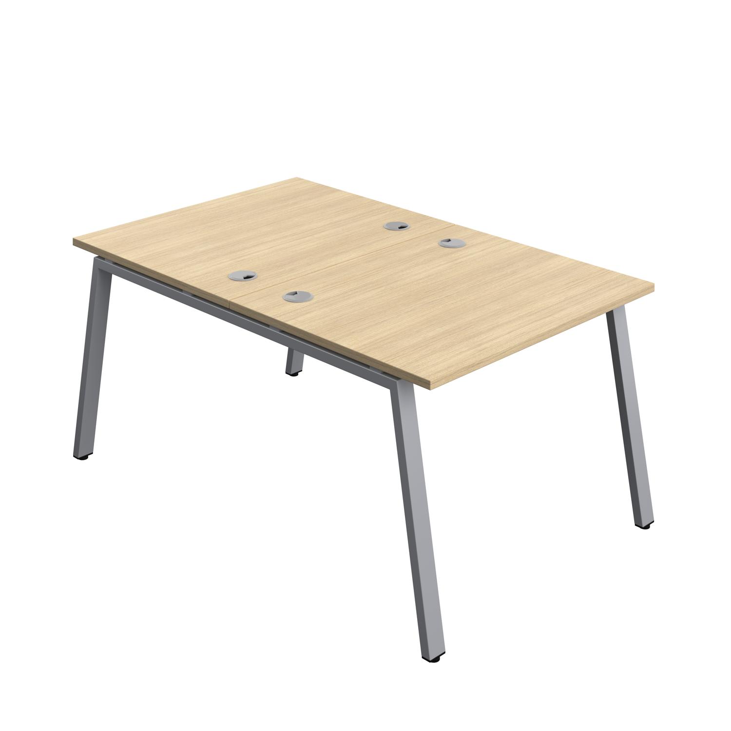 Synergy Bench with Cable Ports: 2 Person : A-Frame Leg : 1000 800 Nova Oak/Silver