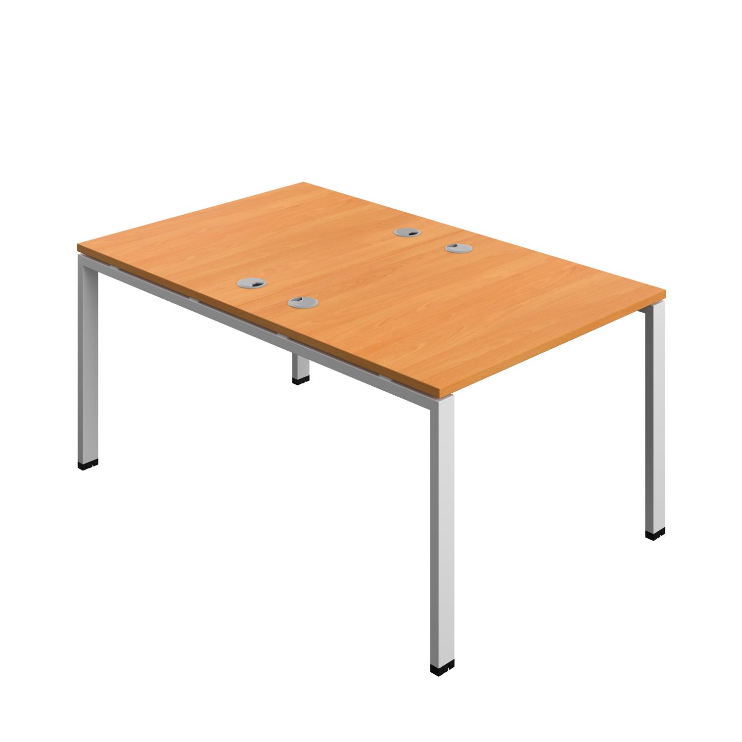 Synergy Bench with Cable Ports: 2 Person : Goal Post Leg : 1000 800 Beech/Silver