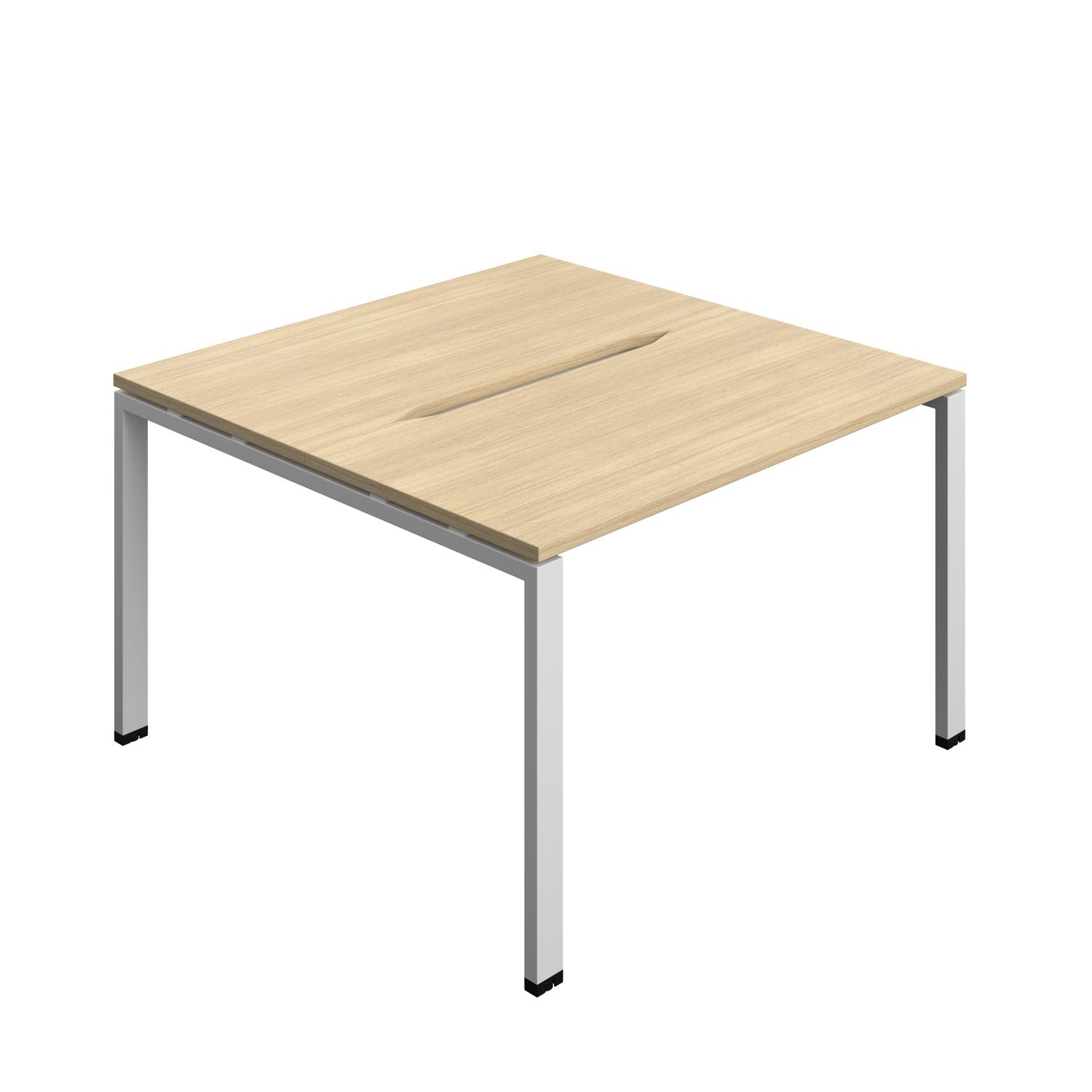 Synergy Bench with Cut Out: 2 Person : Goal Post Leg : 1200 600 Nova Oak/Silver