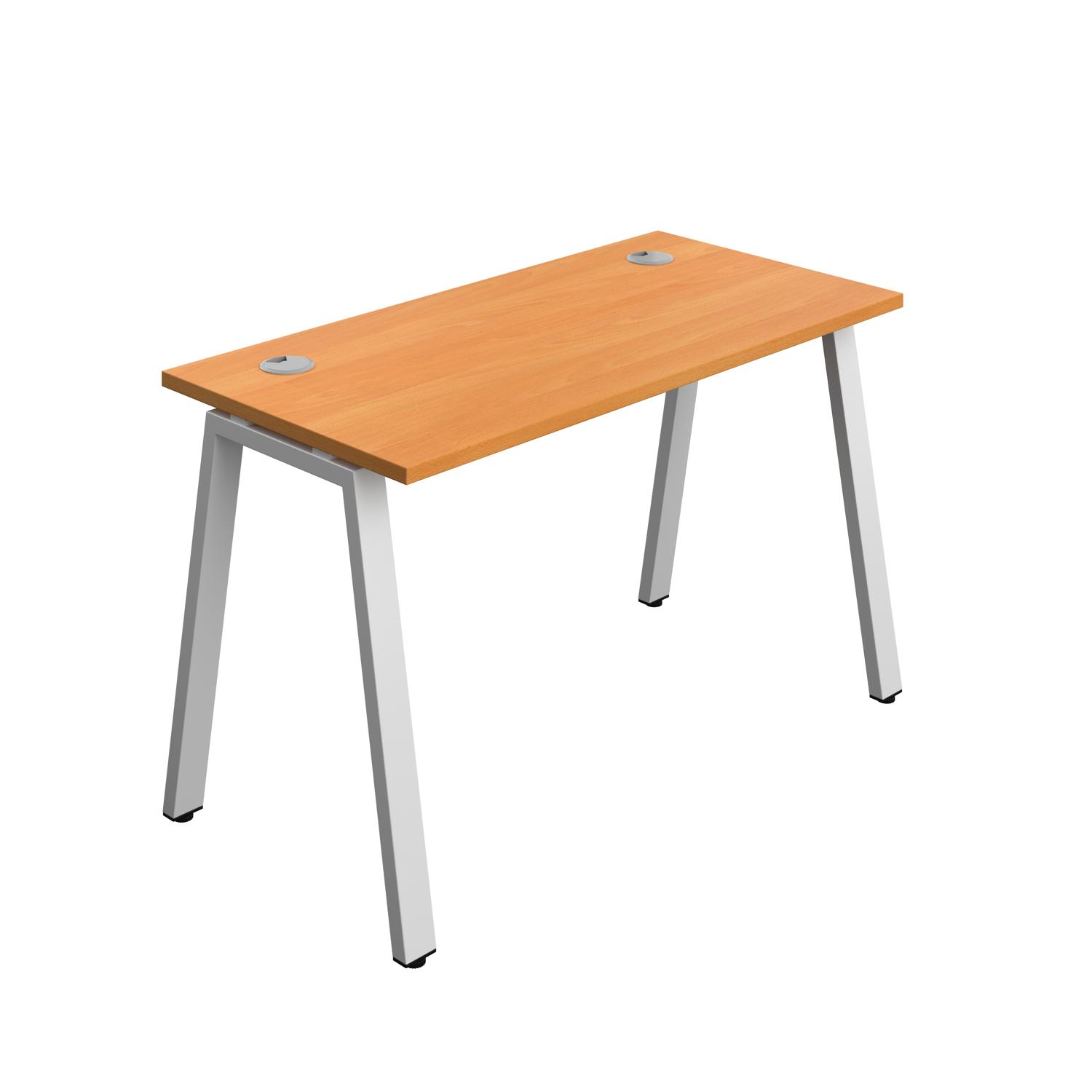 Synergy Bench with Cable Ports: 1 Person : A-Frame Leg : 1200 600 Beech/Silver