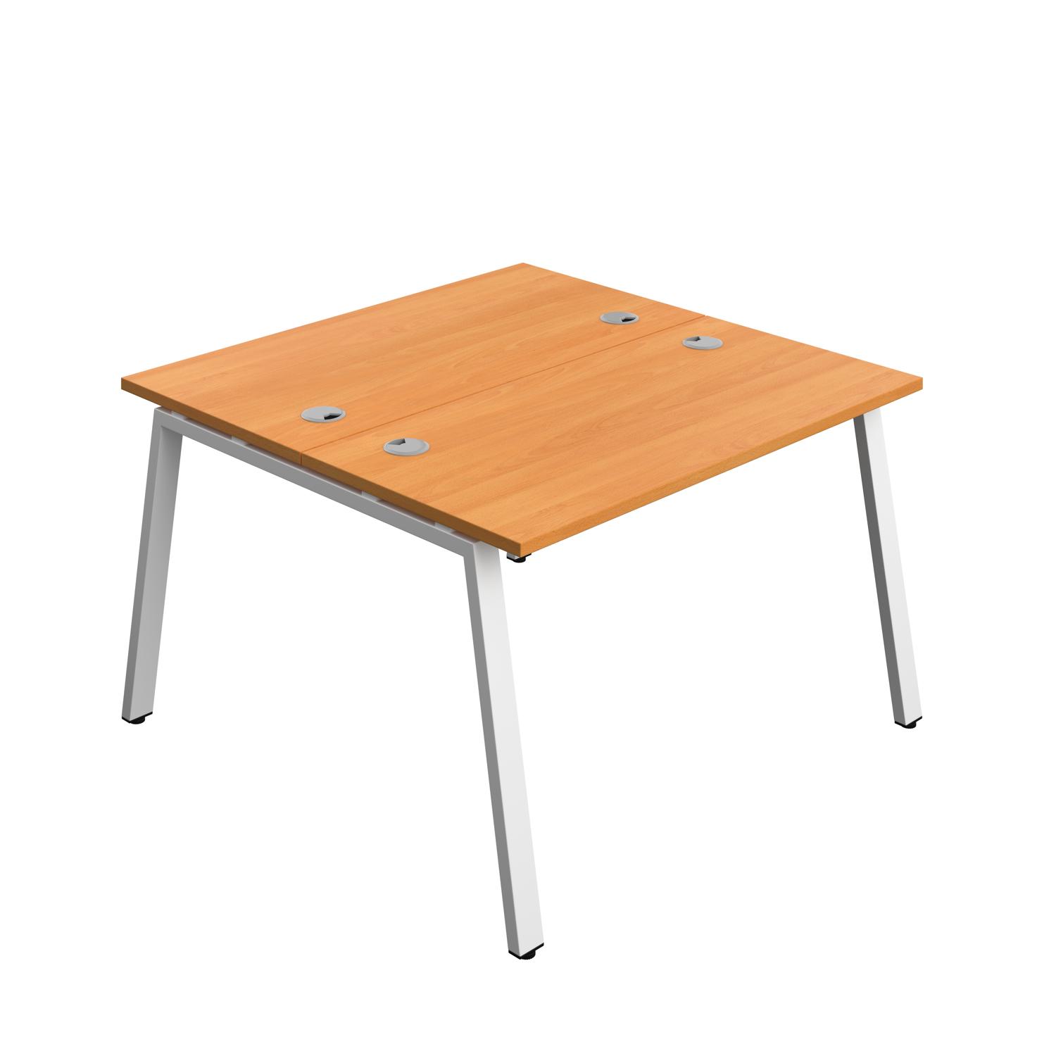Synergy Bench with Cable Ports: 2 Person : A-Frame Leg : 1200 600 Beech/White