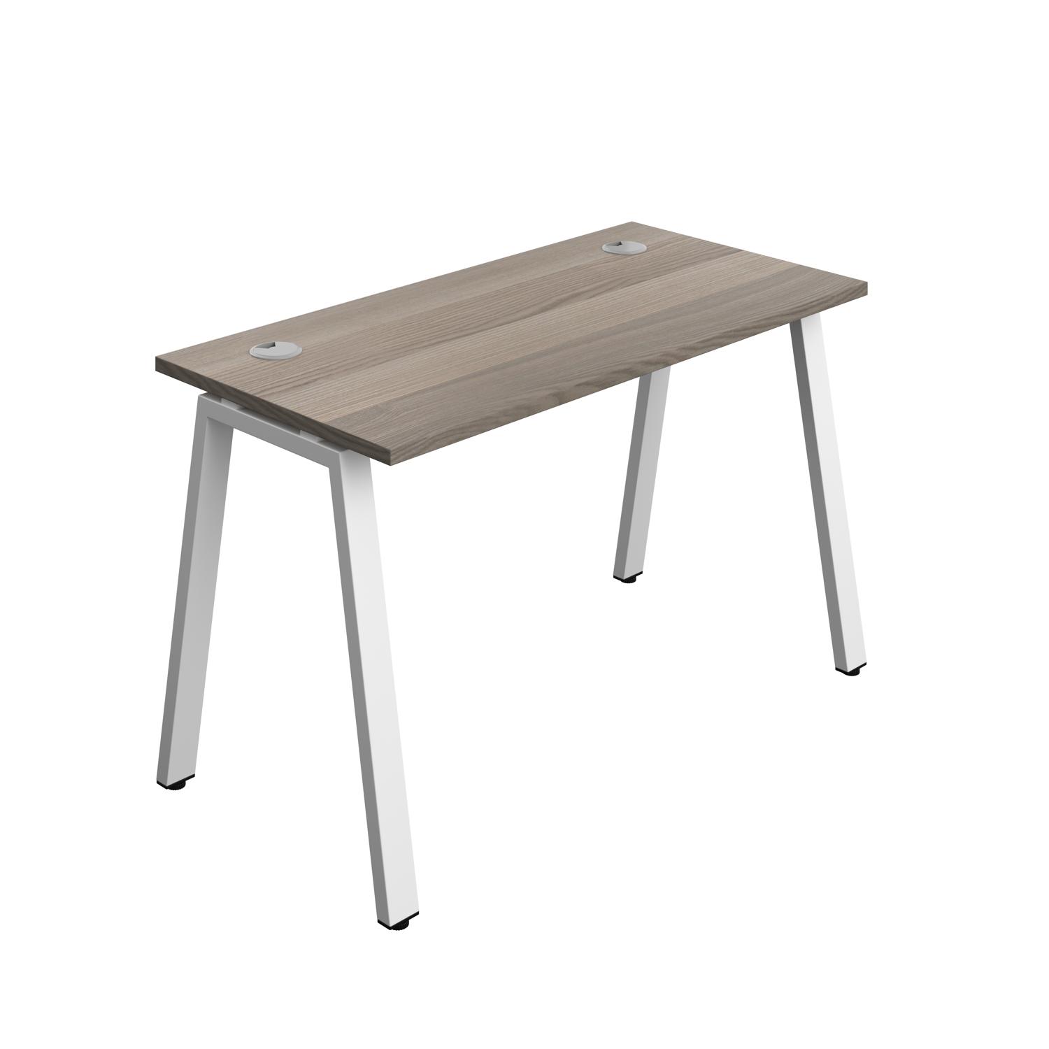 Synergy Bench with Cable Ports: 1 Person : A-Frame Leg : 1200 600 Grey Oak/White