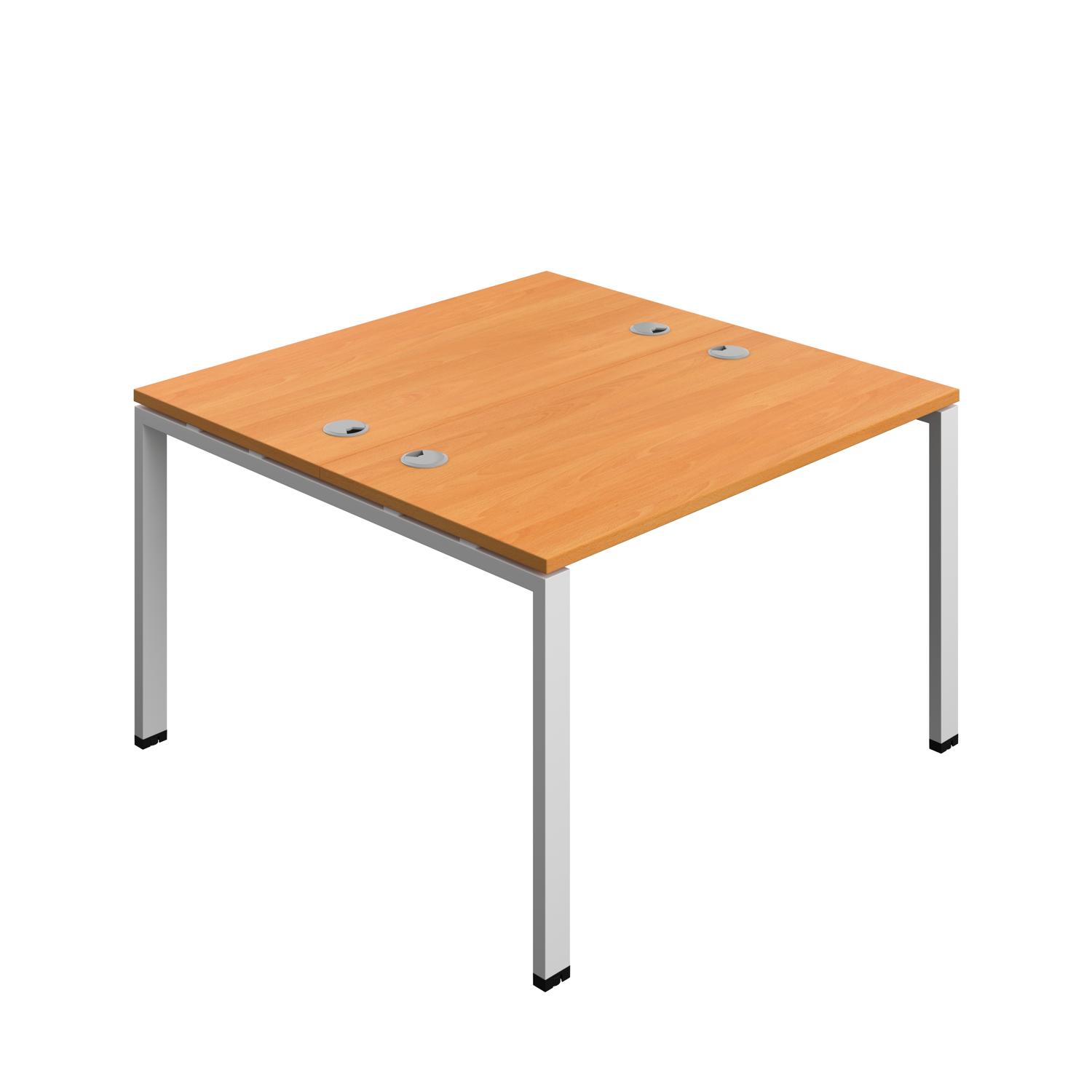 Synergy Bench with Cable Ports: 2 Person : Goal Post Leg : 1200 600 Beech/Silver