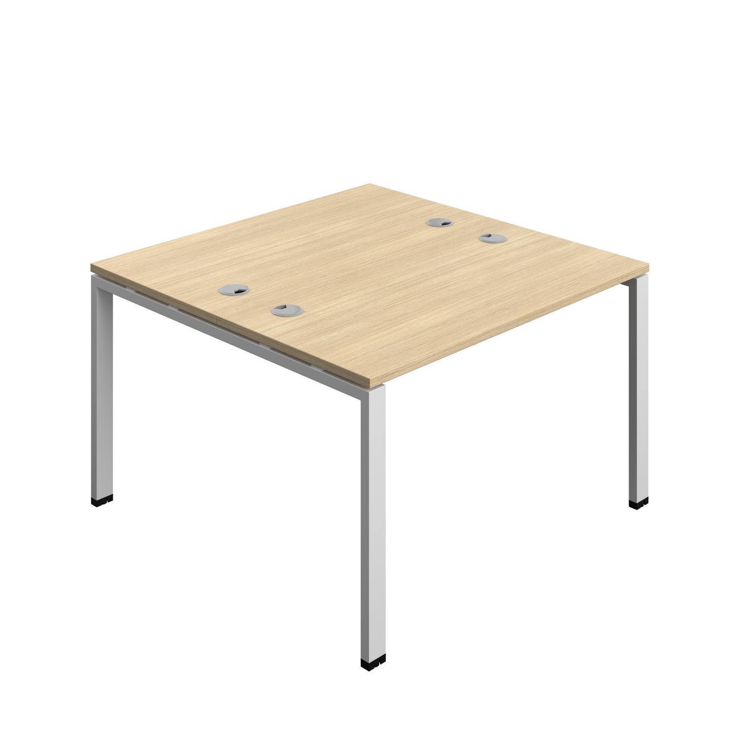 Synergy Bench with Cable Ports: 2 Person : Goal Post Leg : 1200 600 Nova Oak/Silver