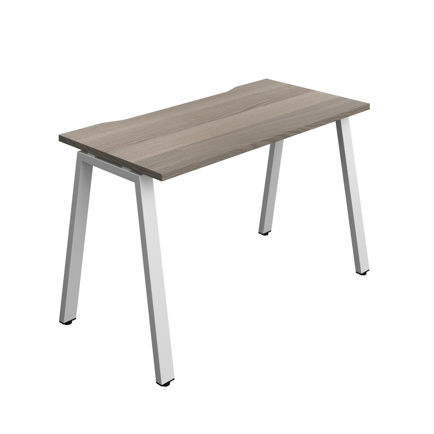 Synergy Bench with Cut Out: 1 Person : A-Frame Leg : 1200 700 Grey Oak/Silver