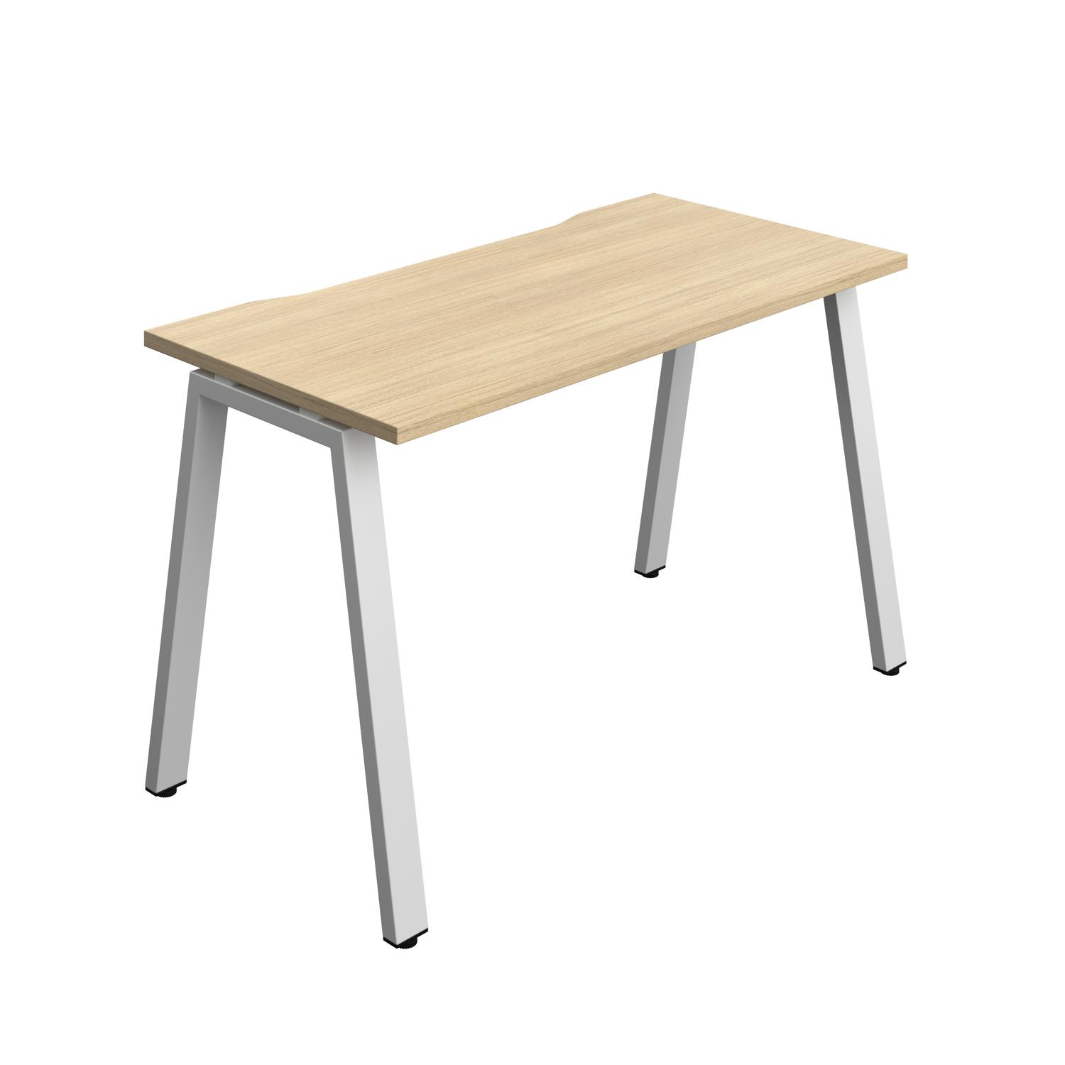 Synergy Bench with Cut Out: 1 Person : A-Frame Leg : 1200 700 Nova Oak/Silver