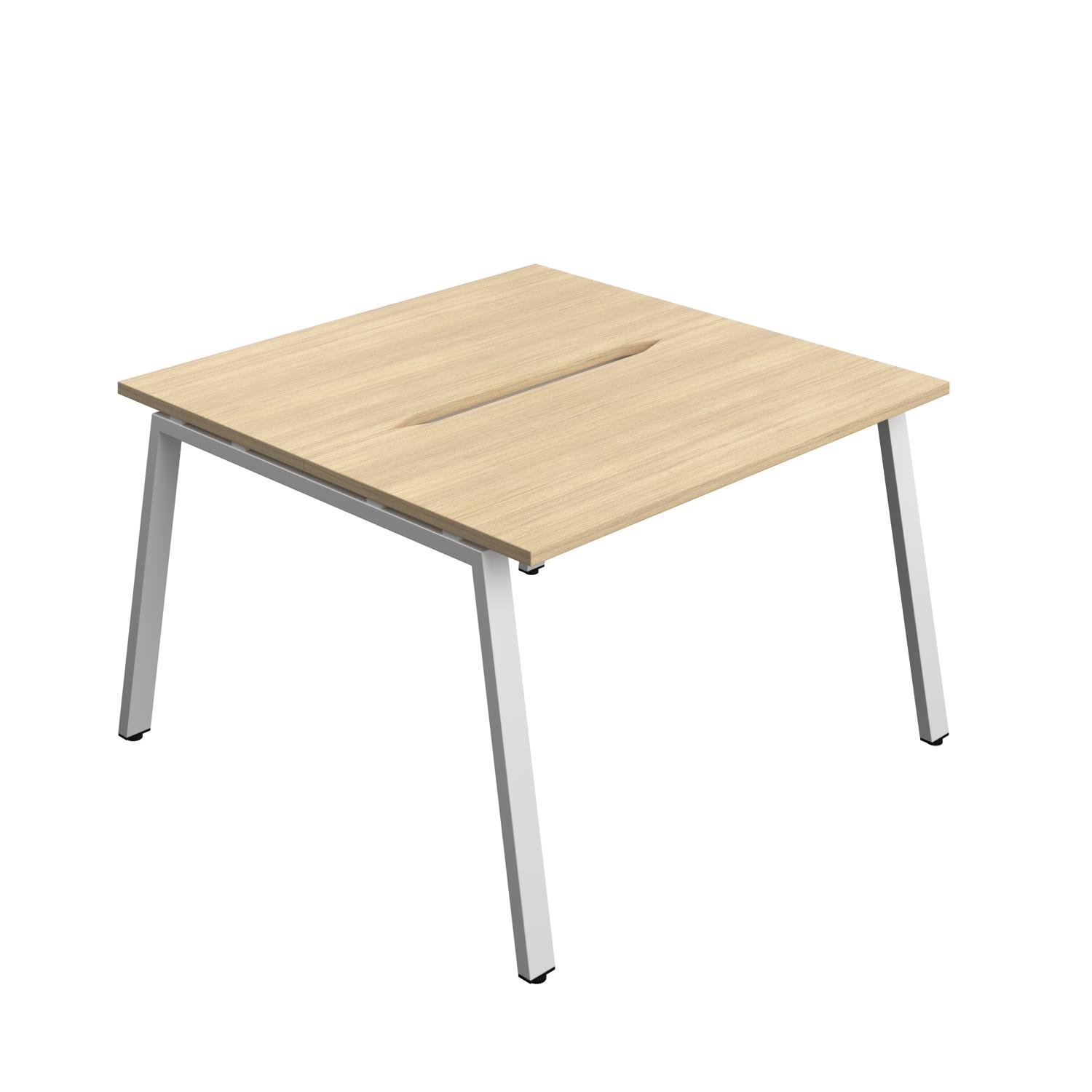Synergy Bench with Cut Out: 2 Person : A-Frame Leg : 1200 700 Nova Oak/Silver