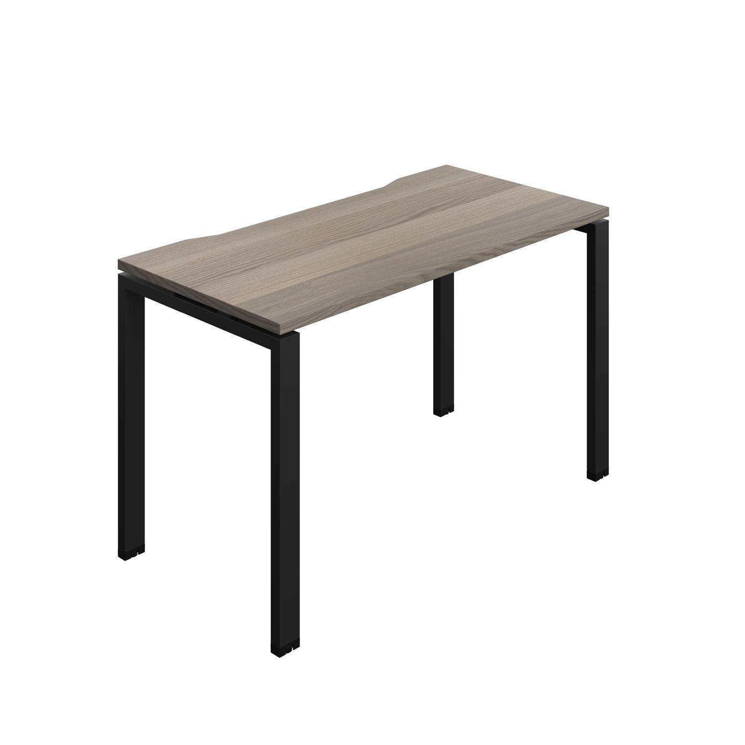 Synergy Bench with Cut Out: 1 Person : Goal Post Leg : 1200 700 Grey Oak/Black