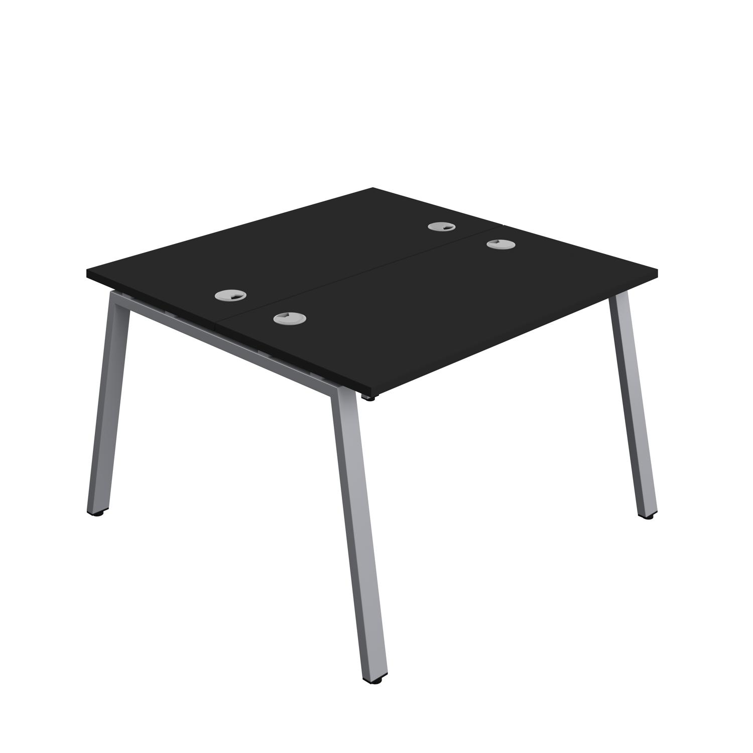 Synergy Bench with Cable Ports: 2 Person : A-Frame Leg : 1200 700 Black/Silver