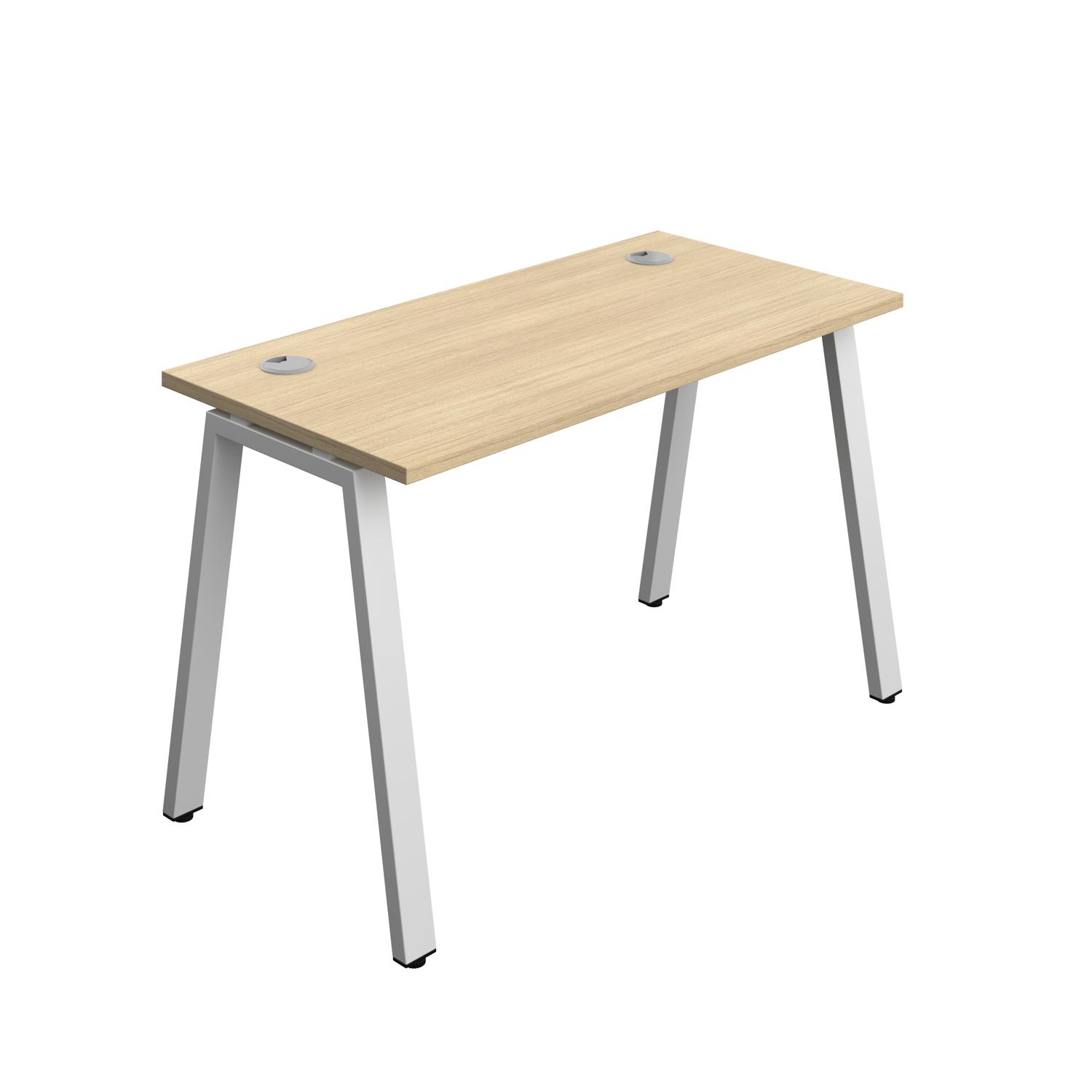 Synergy Bench with Cable Ports: 1 Person : A-Frame Leg : 1200 700 Nova Oak/Silver