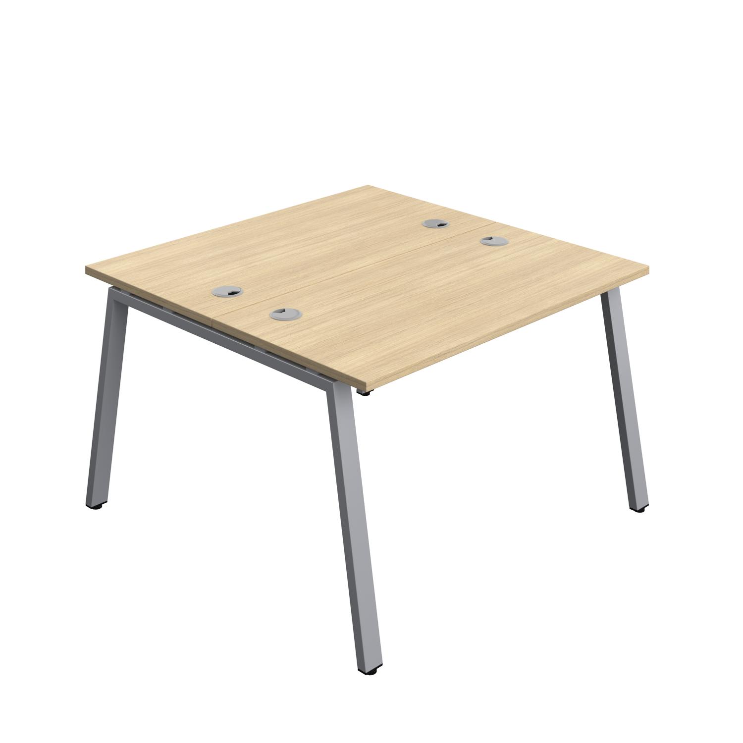 Synergy Bench with Cable Ports: 2 Person : A-Frame Leg : 1200 700 Nova Oak/Silver