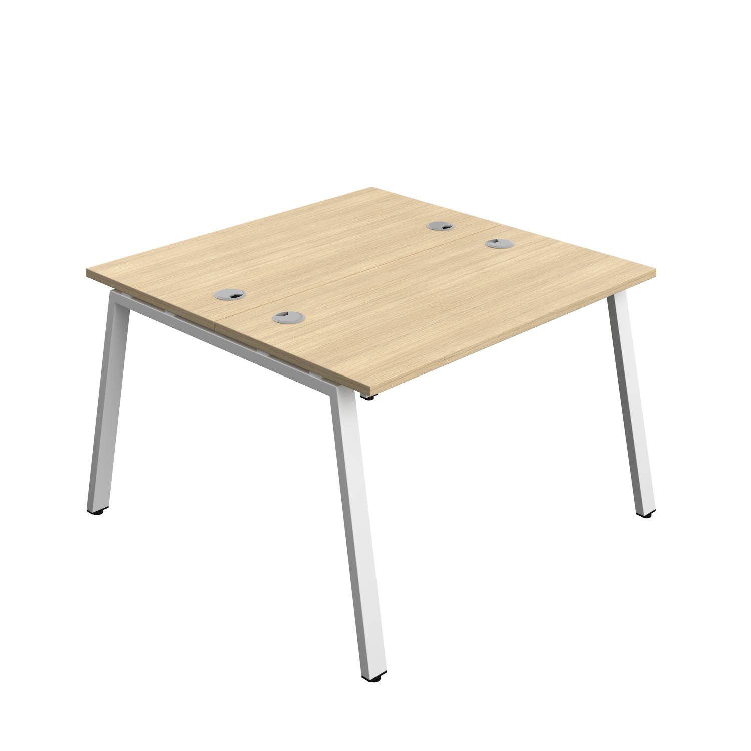 Synergy Bench with Cable Ports: 2 Person : A-Frame Leg : 1200 700 Nova Oak/White