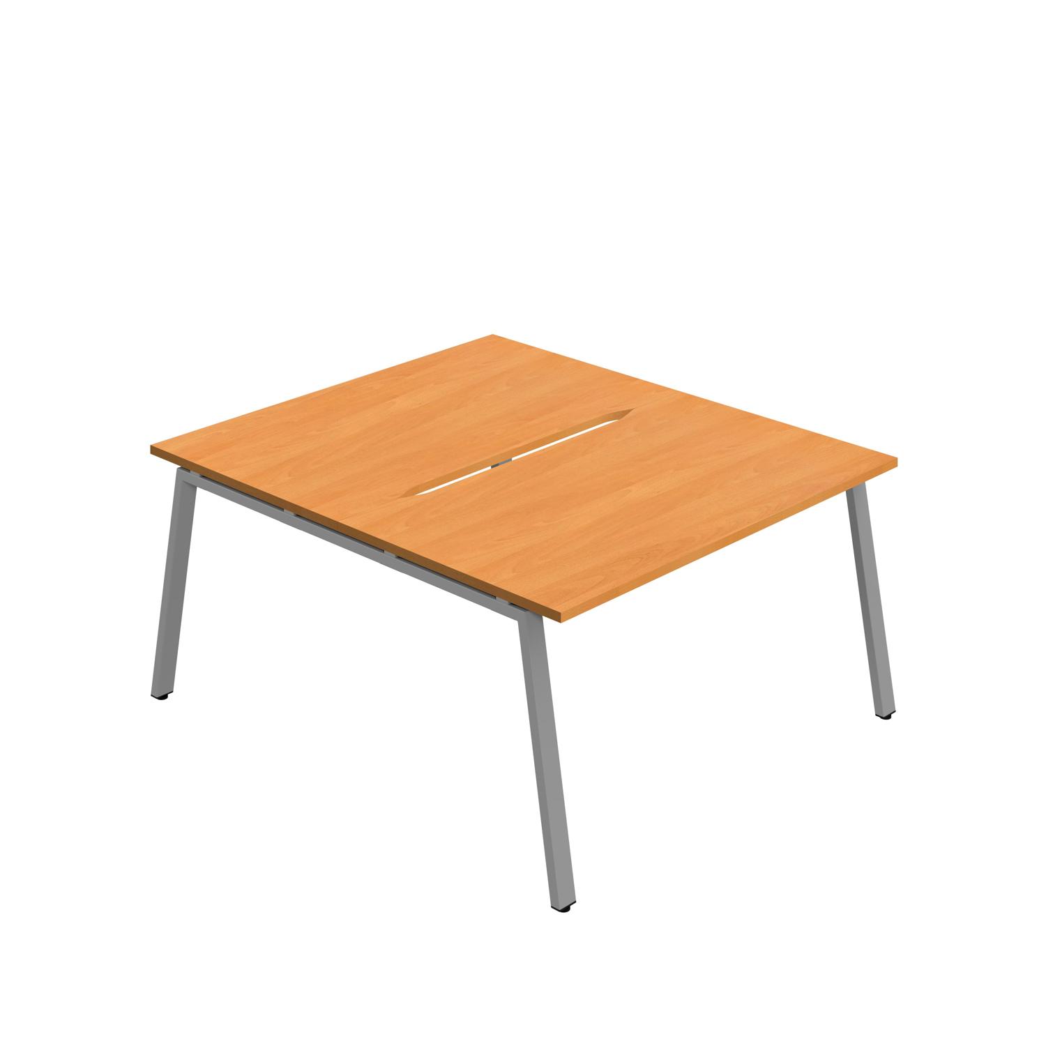 Synergy Bench with Cut Out: 2 Person : A-Frame Leg : 1200 800 Beech/Silver