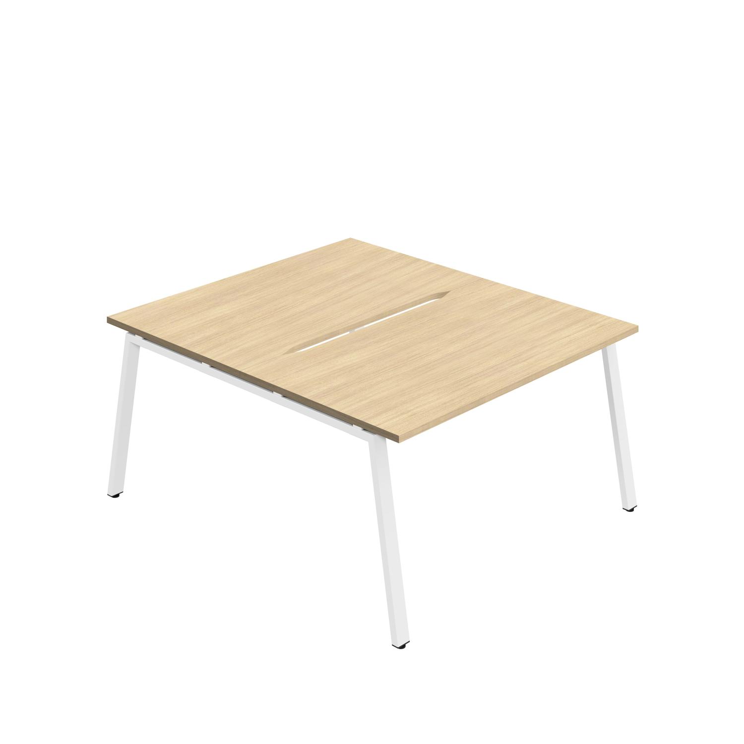 Synergy Bench with Cut Out: 2 Person : A-Frame Leg : 1200 800 Nova Oak/White Synergy Bench with Cut Out: 2 Person : A-Frame Leg : 1200 800 Nova Oak/White