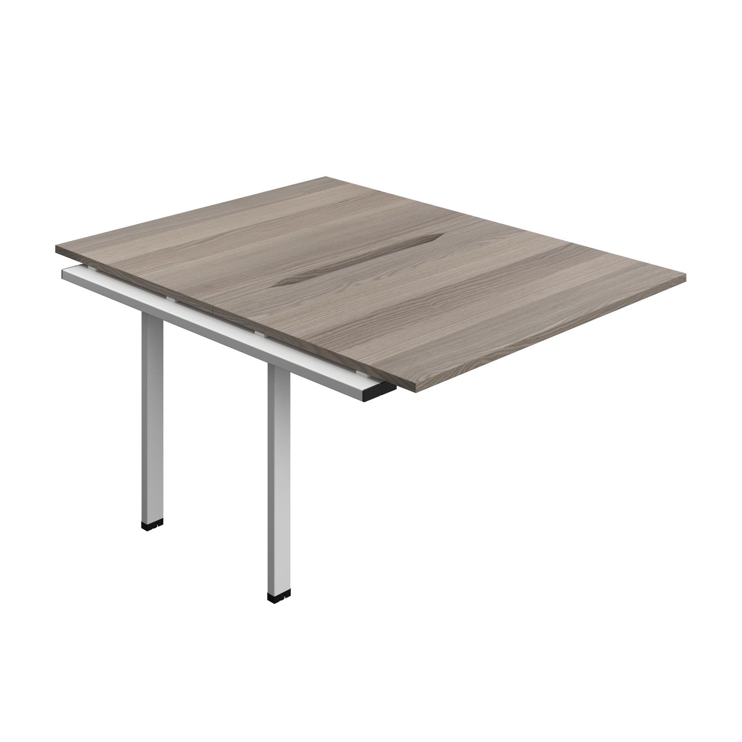 Synergy Bench Extension with Cut Out: 2 Person : 1200 800 Grey Oak/Silver