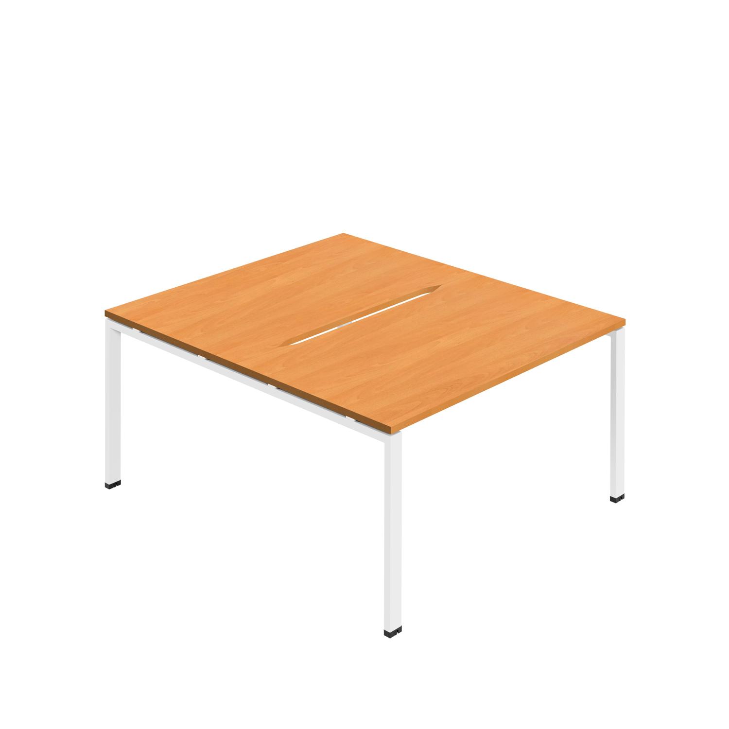 Synergy Bench with Cut Out: 2 Person : Goal Post Leg : 1200 800 Beech/White