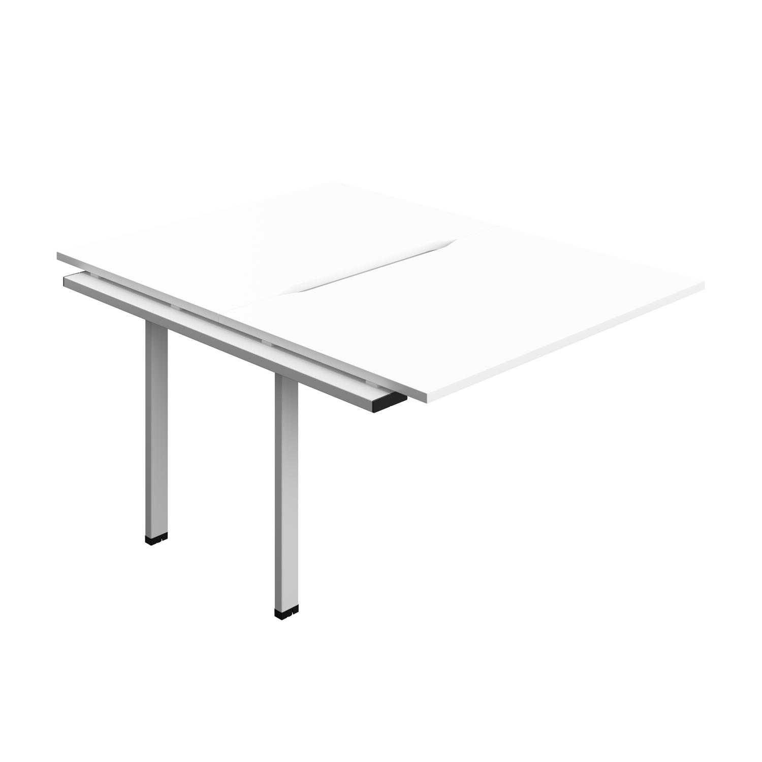 Synergy Bench Extension with Cut Out: 2 Person : 1200 800 White/Silver