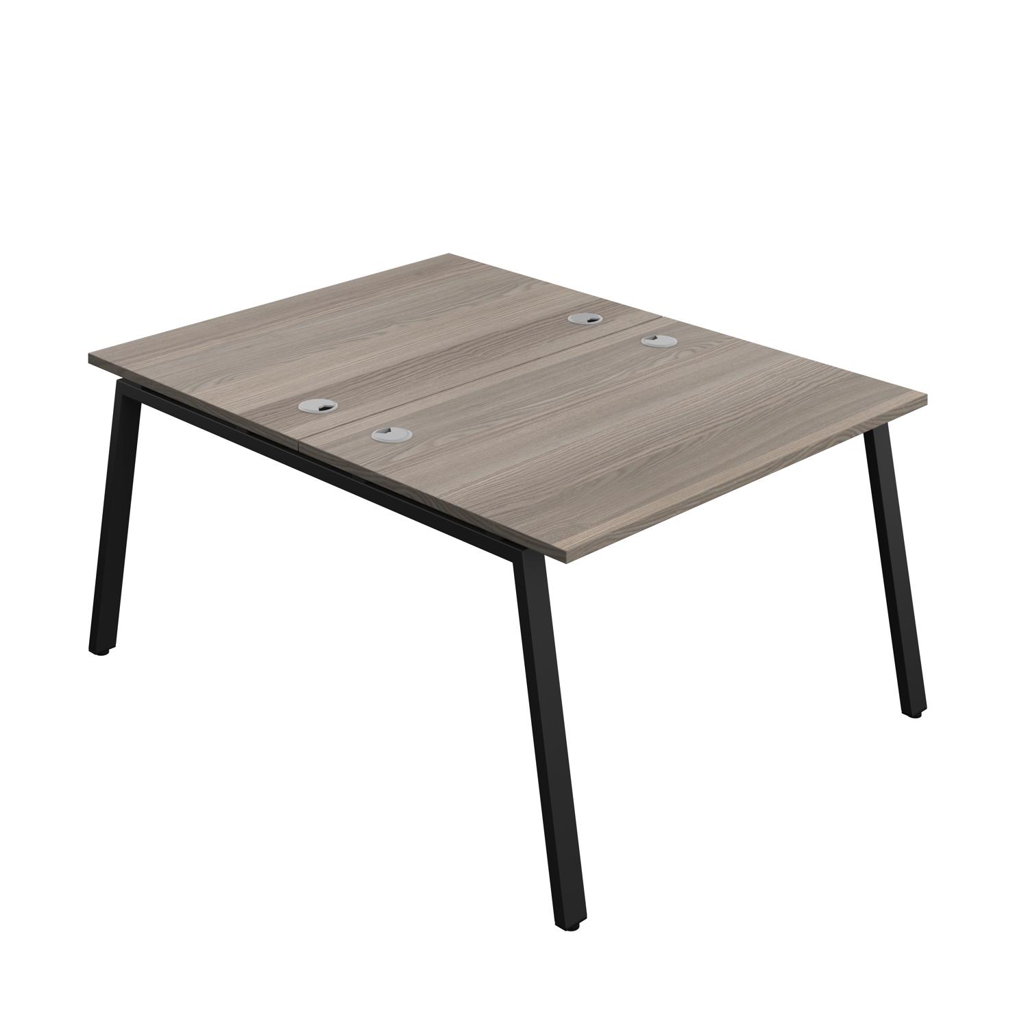 Synergy Bench with Cable Ports: 2 Person : A-Frame Leg : 1200 800 Grey Oak/Black