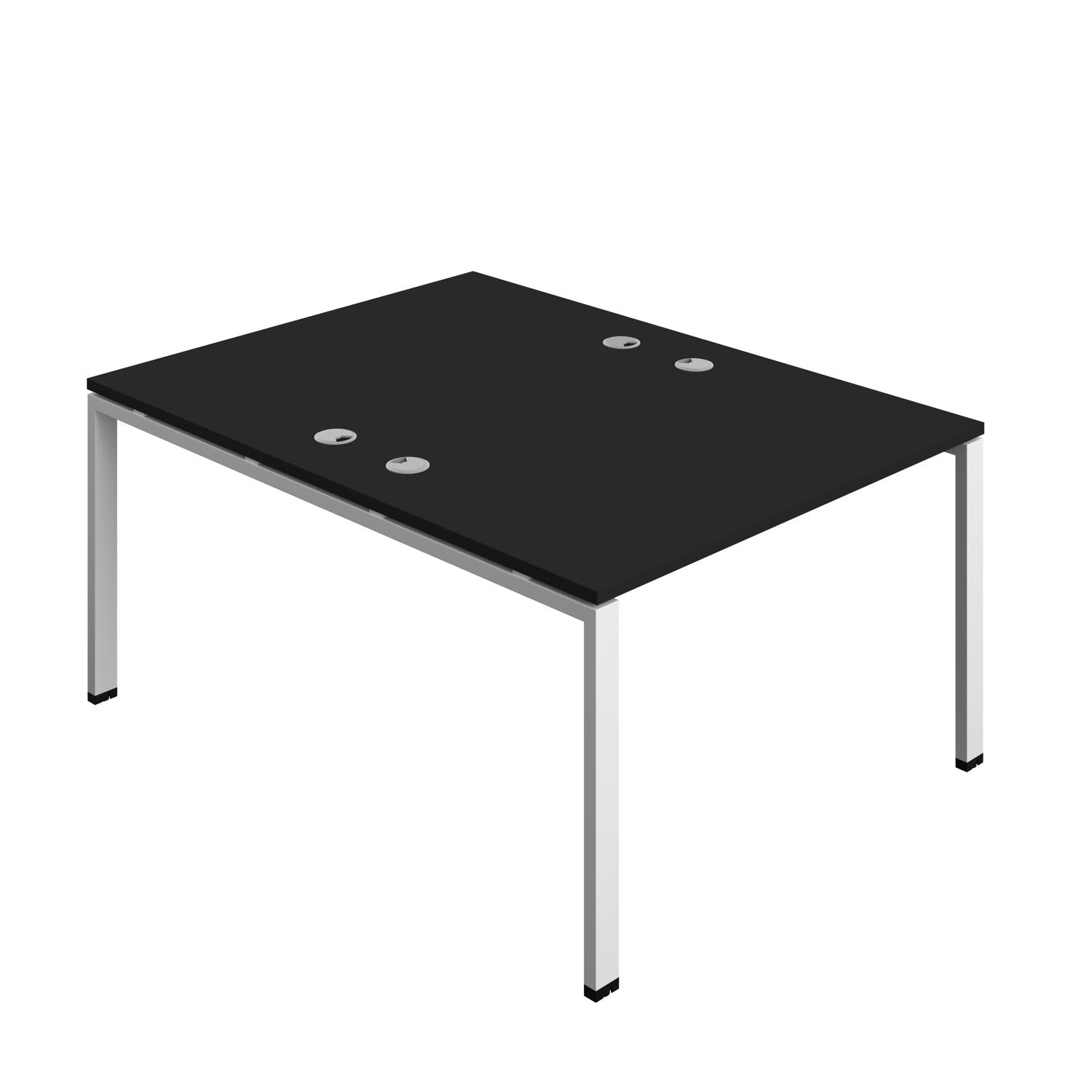 Synergy Bench with Cable Ports: 2 Person : Goal Post Leg : 1200 800 Black/White
