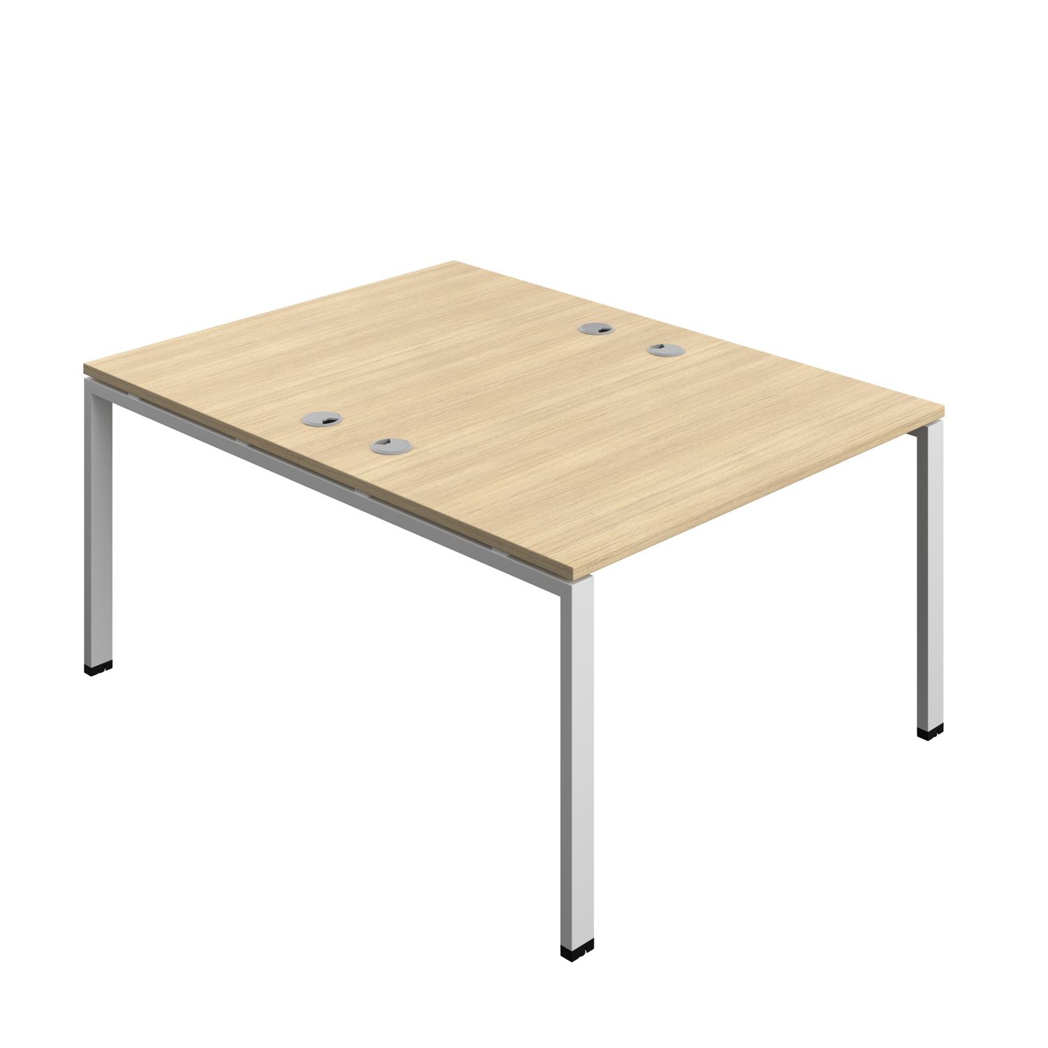Synergy Bench with Cable Ports: 2 Person : Goal Post Leg : 1200 800 Nova Oak/Silver