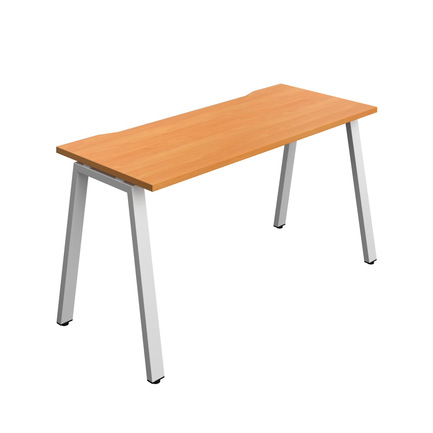 Synergy Bench with Cut Out: 1 Person : A-Frame Leg : 1400 600 Beech/Silver