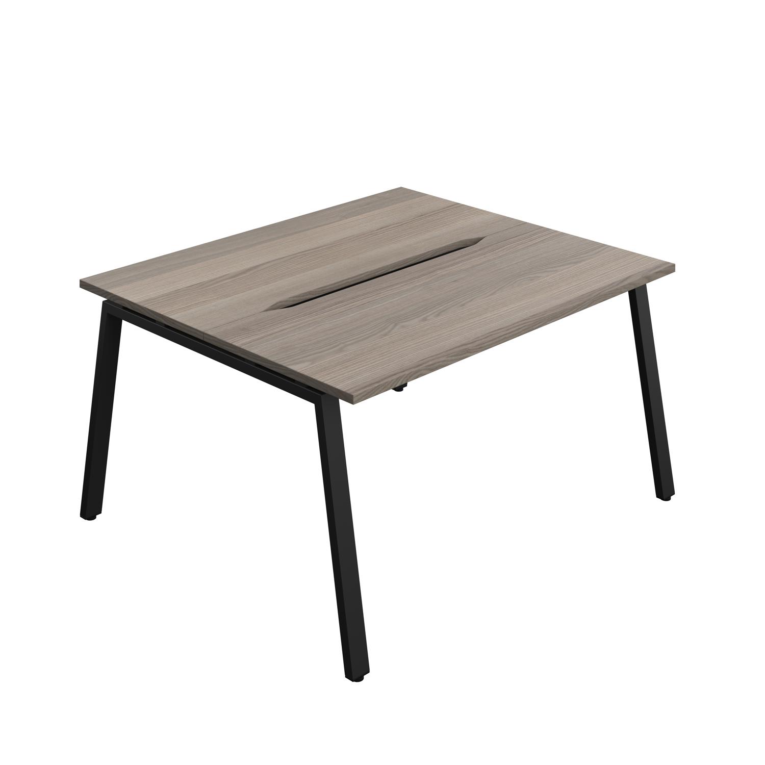 Synergy Bench with Cut Out: 2 Person : A-Frame Leg : 1400 600 Grey Oak/Black