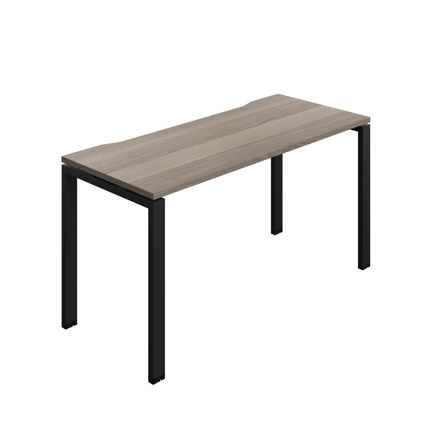 Synergy Bench with Cut Out: 1 Person : Goal Post Leg : 1400 600 Grey Oak/Black