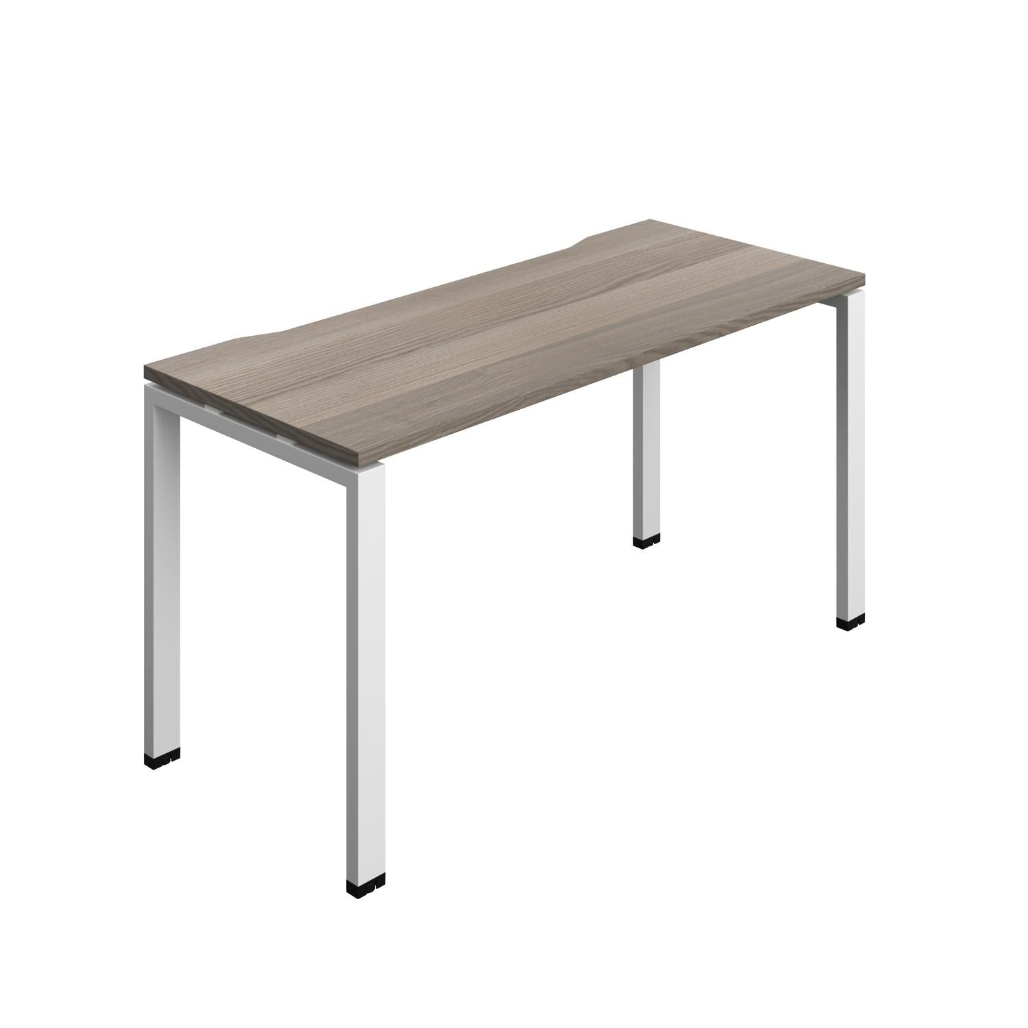 Synergy Bench with Cut Out: 1 Person : Goal Post Leg : 1400 600 Grey Oak/White