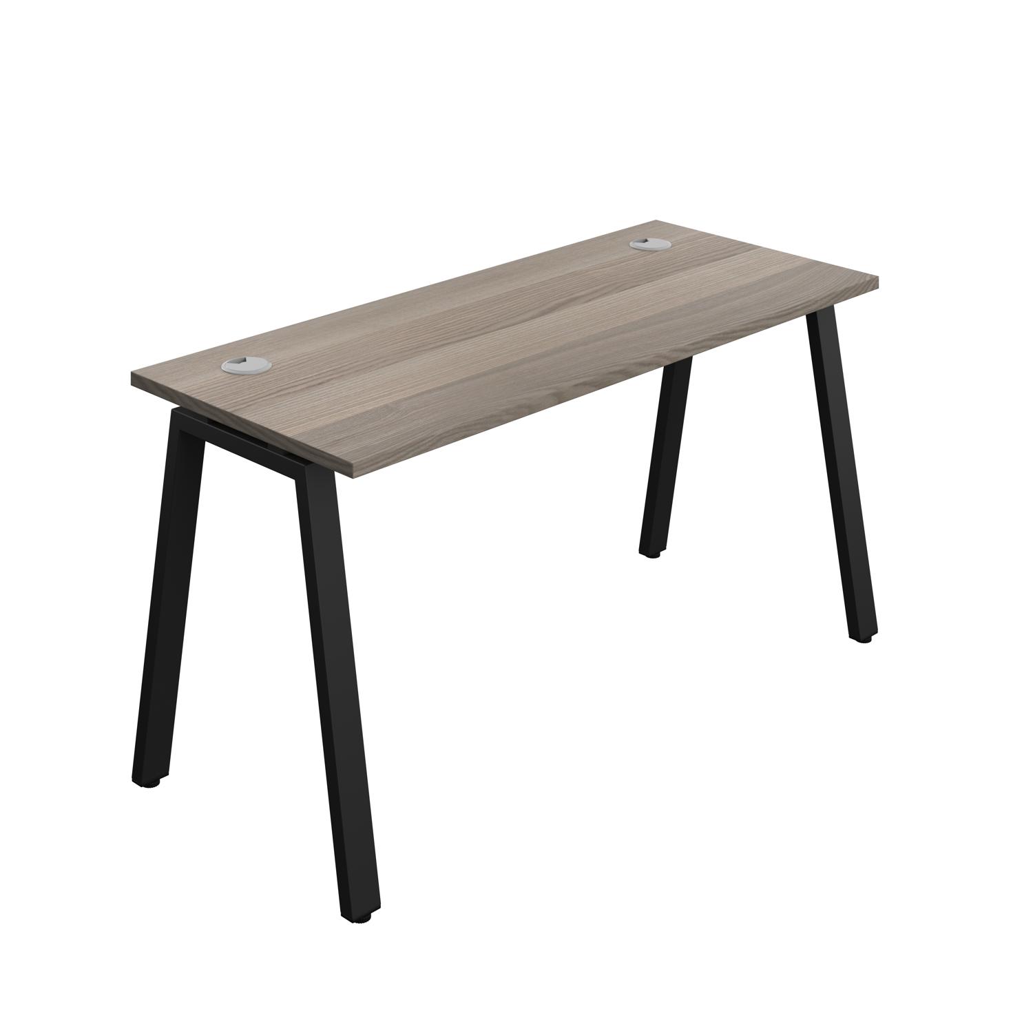 Synergy Bench with Cable Ports: 1 Person : A-Frame Leg : 1400 600 Grey Oak/Black