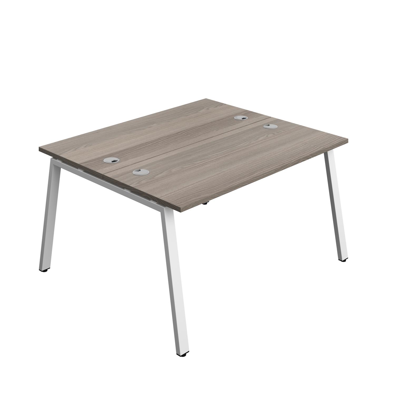 Synergy Bench with Cable Ports: 2 Person : A-Frame Leg : 1400 600 Grey Oak/White