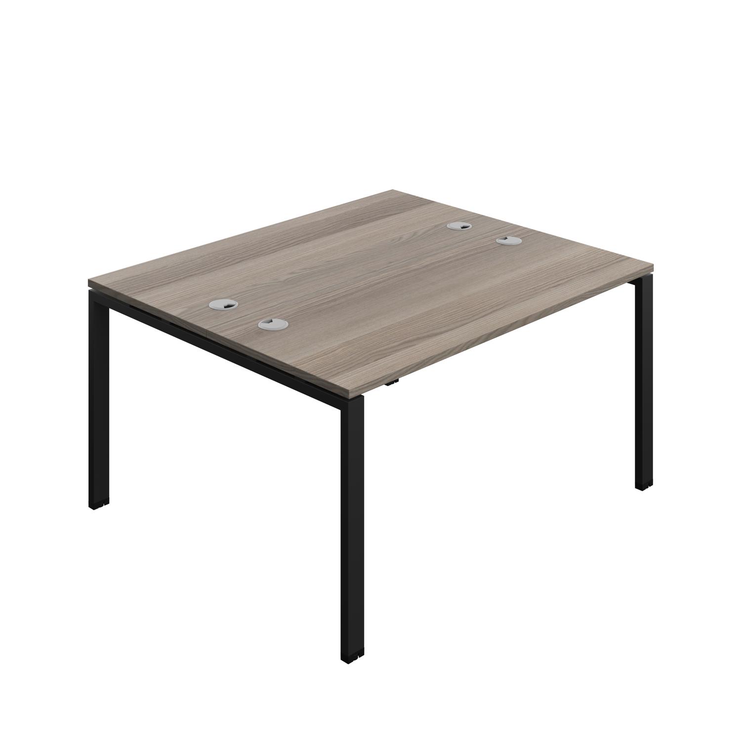Synergy Bench with Cable Ports: 2 Person : Goal Post Leg : 1400 600 Grey Oak/Black