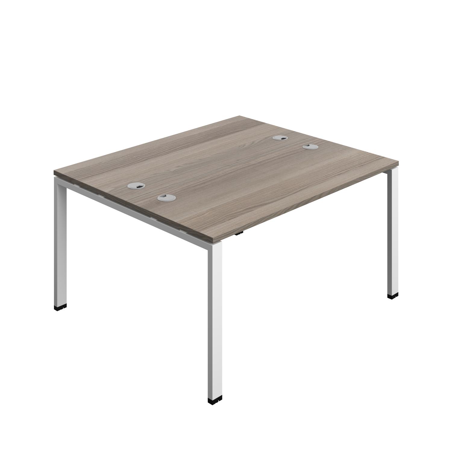 Synergy Bench with Cable Ports: 2 Person : Goal Post Leg : 1400 600 Grey Oak/White