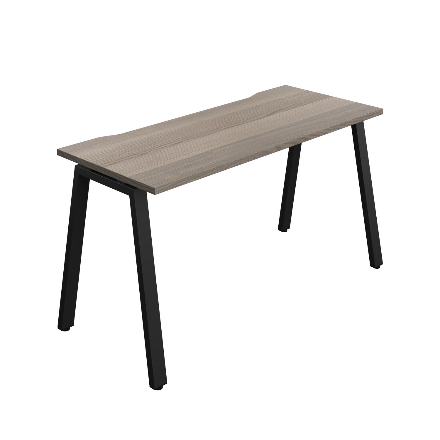 Synergy Bench with Cut Out: 1 Person : A-Frame Leg : 1400 700 Grey Oak/Black