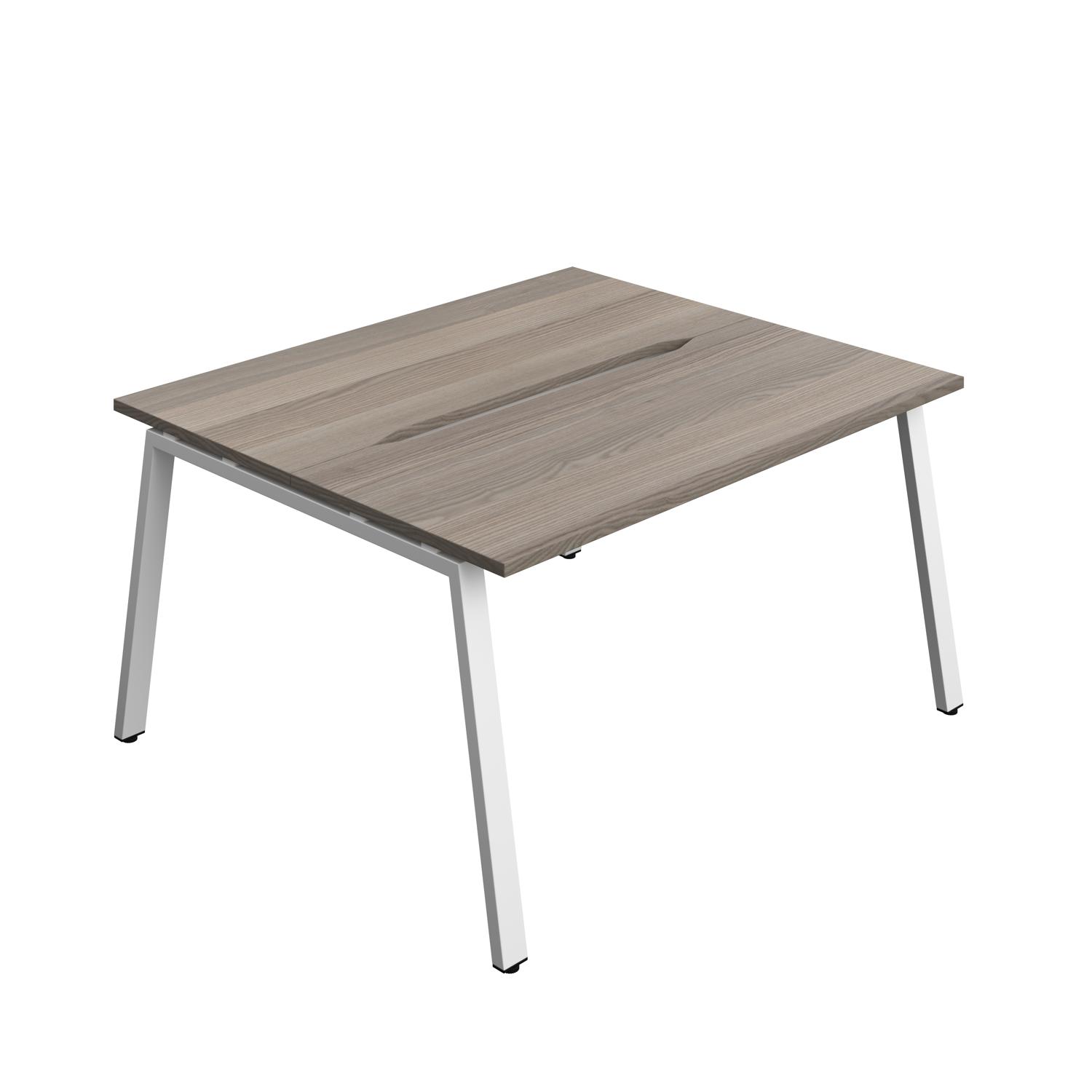 Synergy Bench with Cut Out: 2 Person : A-Frame Leg : 1400 700 Grey Oak/White