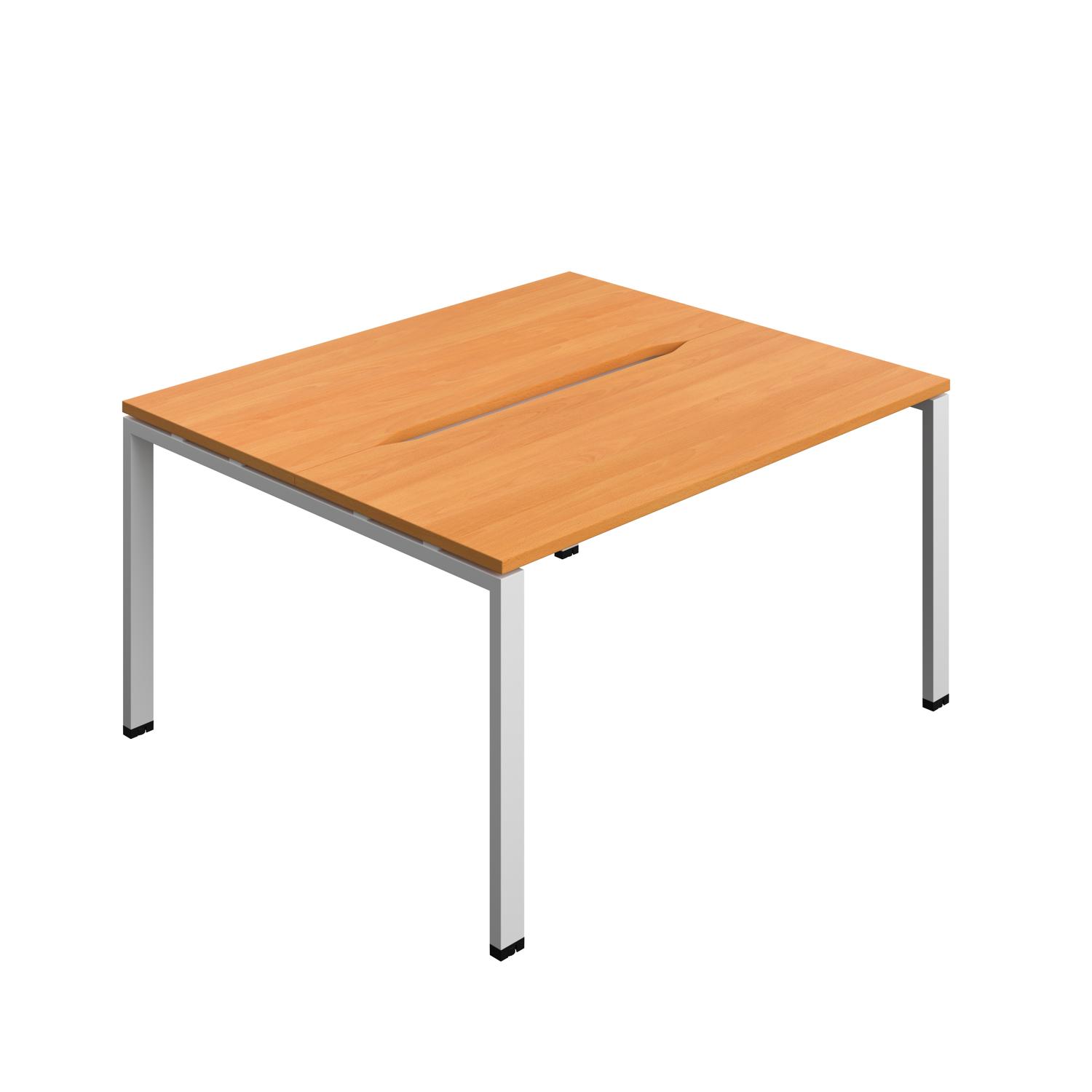 Synergy Bench with Cut Out: 2 Person : Goal Post Leg : 1400 700 Beech/Silver