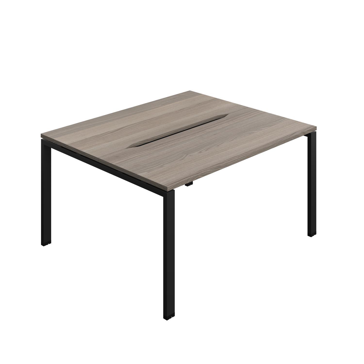 Synergy Bench with Cut Out: 2 Person : Goal Post Leg : 1400 700 Grey Oak/Black