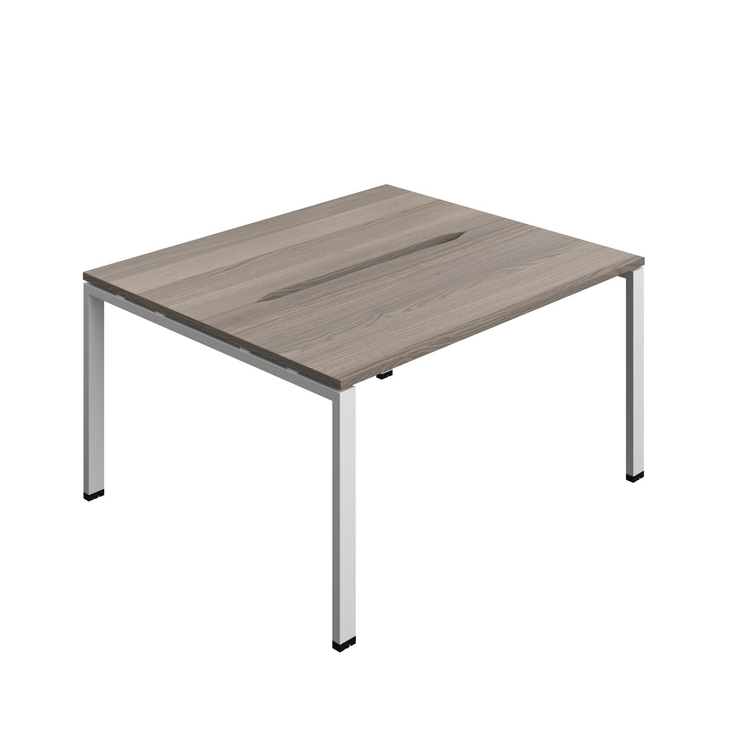 Synergy Bench with Cut Out: 2 Person : Goal Post Leg : 1400 700 Grey Oak/Silver