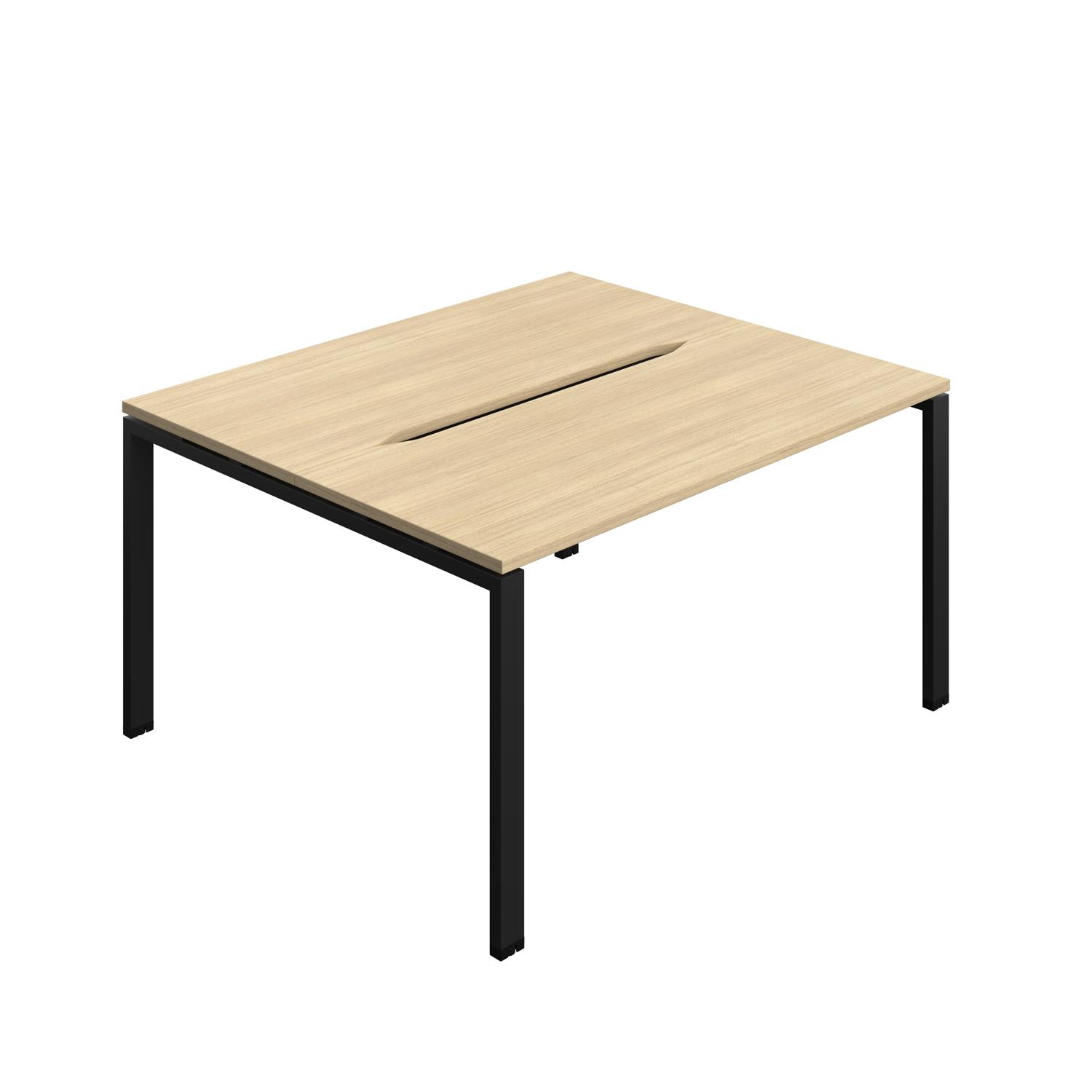 Synergy Bench with Cut Out: 2 Person : Goal Post Leg : 1400 700 Nova Oak/Black