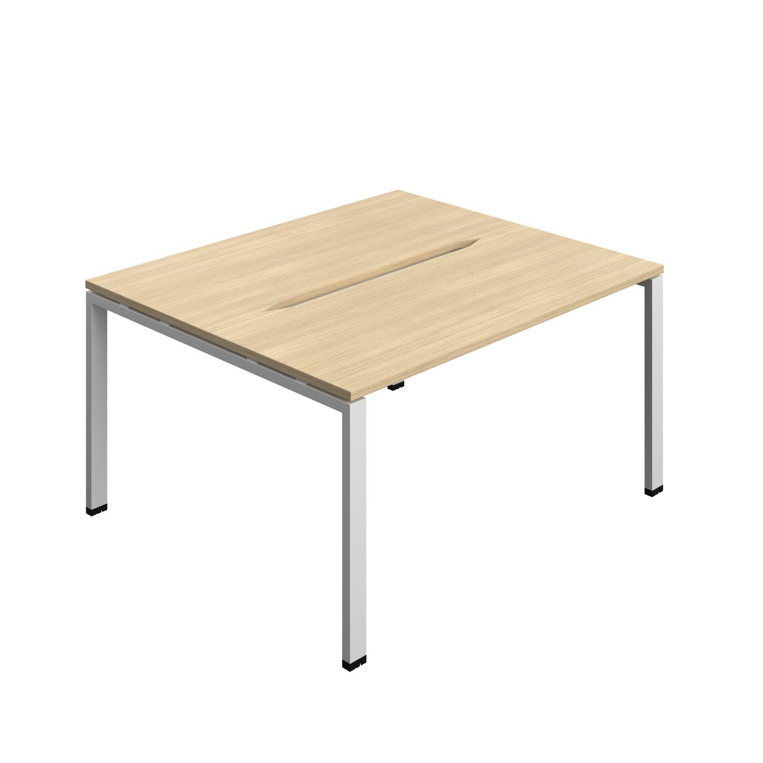 Synergy Bench with Cut Out: 2 Person : Goal Post Leg : 1400 700 Nova Oak/Silver