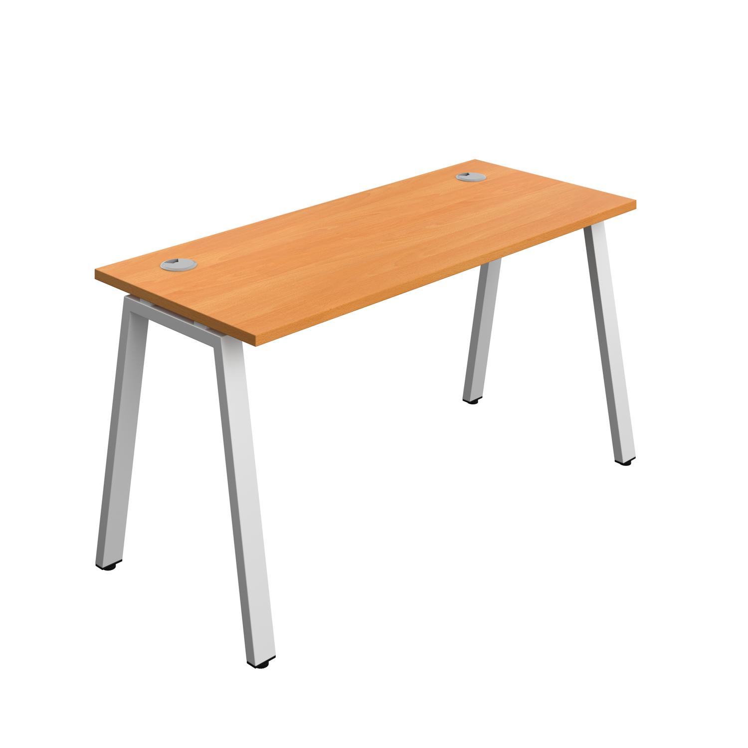 Synergy Bench with Cable Ports: 1 Person : A-Frame Leg : 1400 700 Beech/Silver